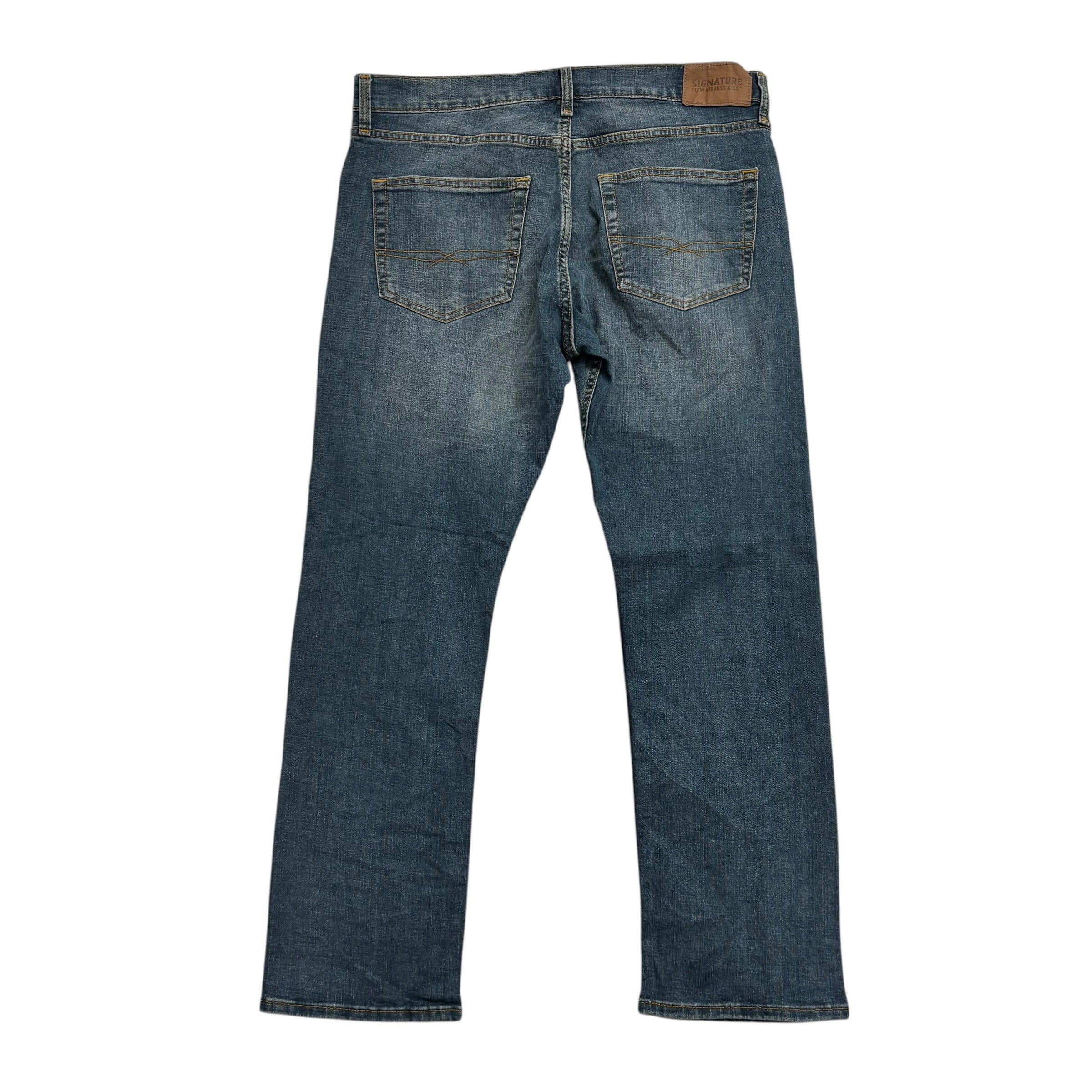 Levis Signature Jeans W34 L30 Mens Dark Blue Regular Straight Stretch Denim (E)