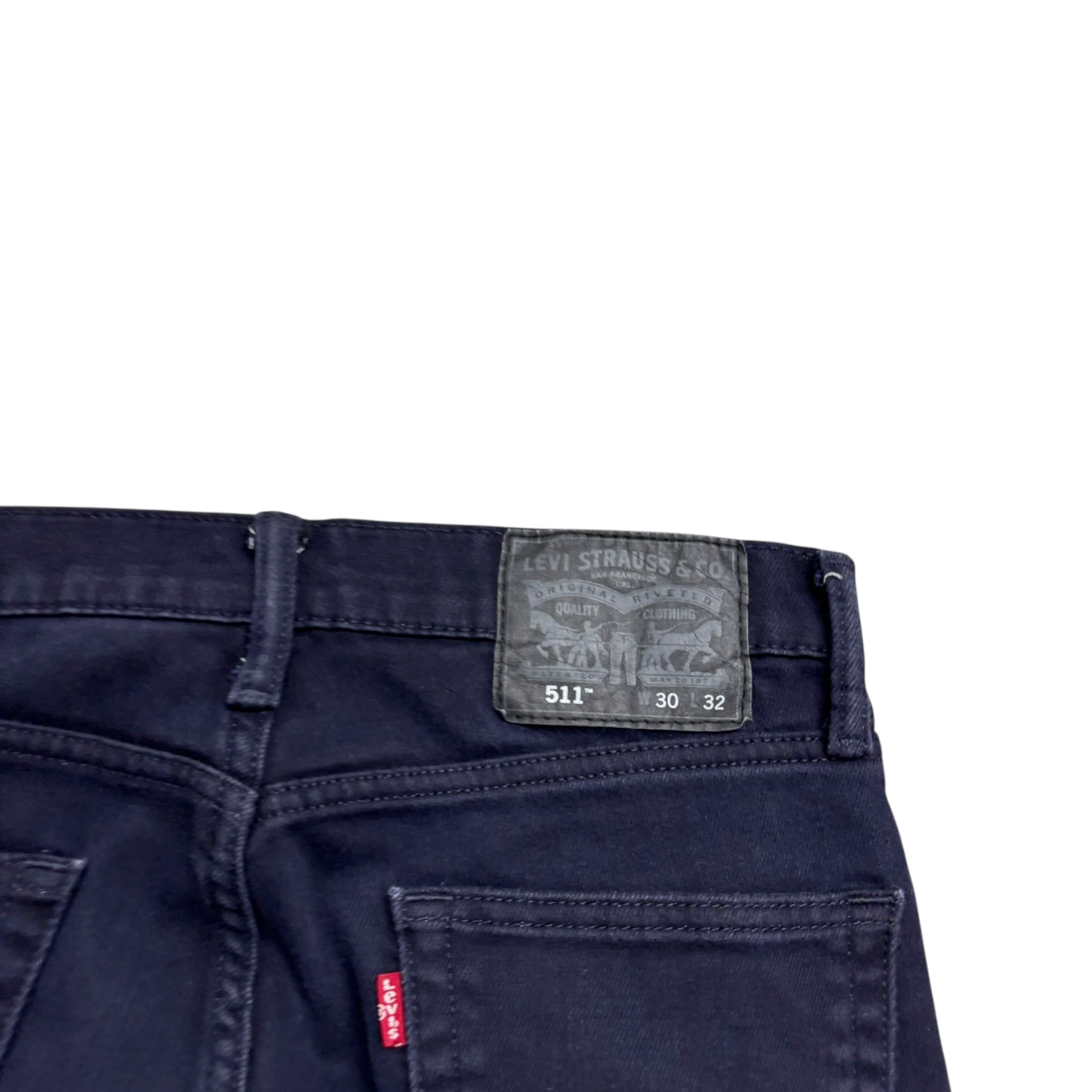 Levis 511 Trousers W30 L32 Mens Navy Blue Slim Fit Stretch Cotton Pants