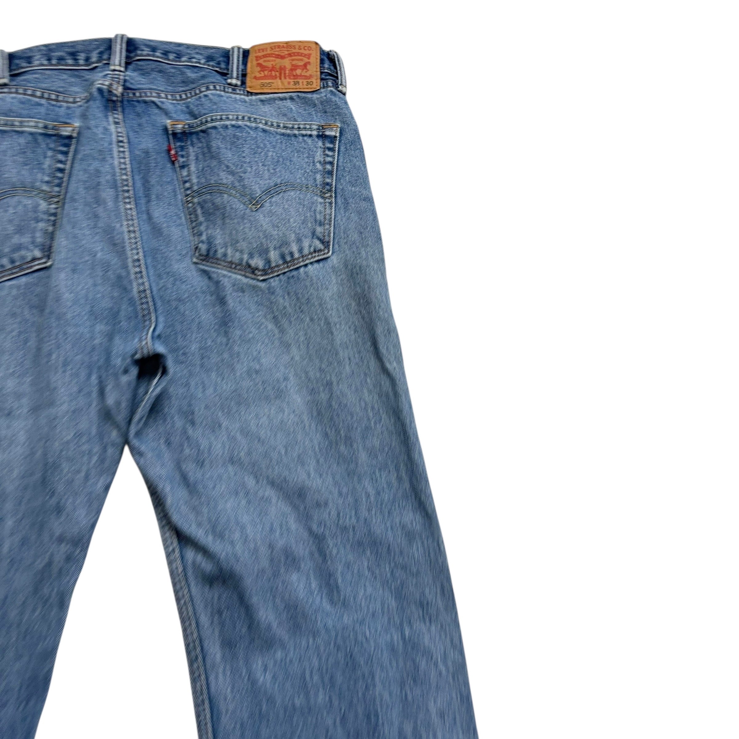 Levis 505 Jeans W38 L30 Mens Mid Blue Regular Straight Fit Denim (F)