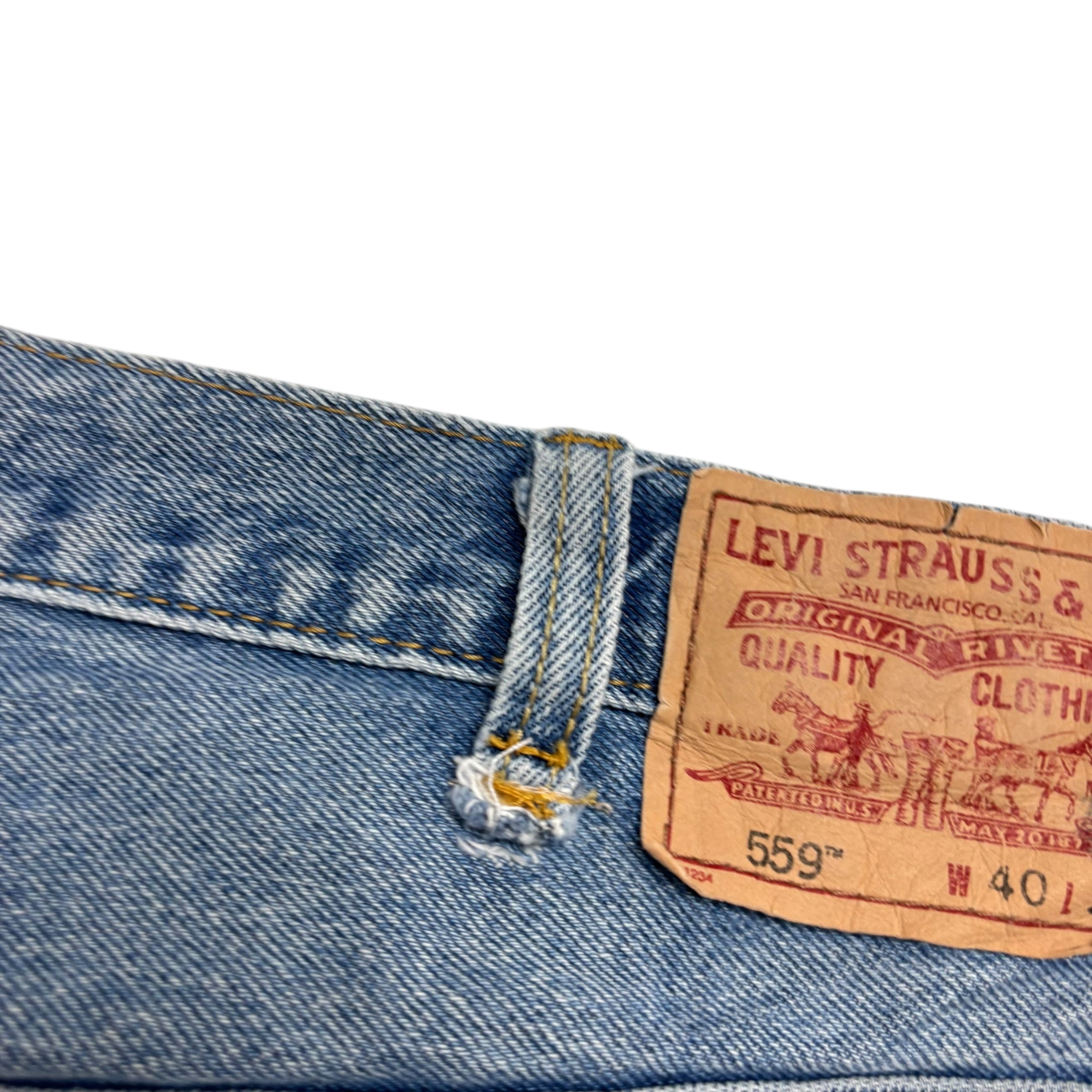 Levis 559 Jeans W40 L30 Mens Light Blue Baggy Relaxed Straight Fit Vintage Denim
