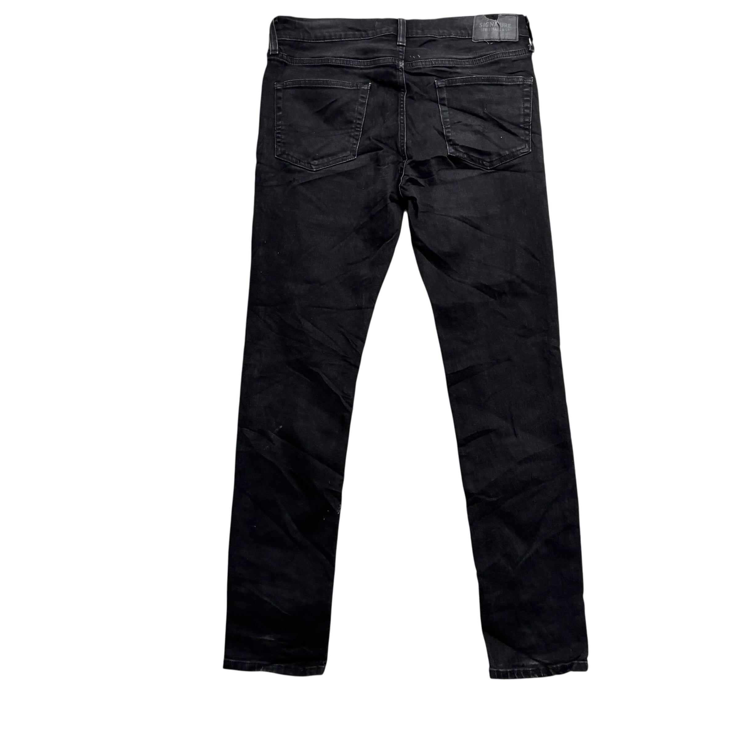 Levis Signature Jeans W34 L32 Mens Black Skinny Fit Stretch Denim