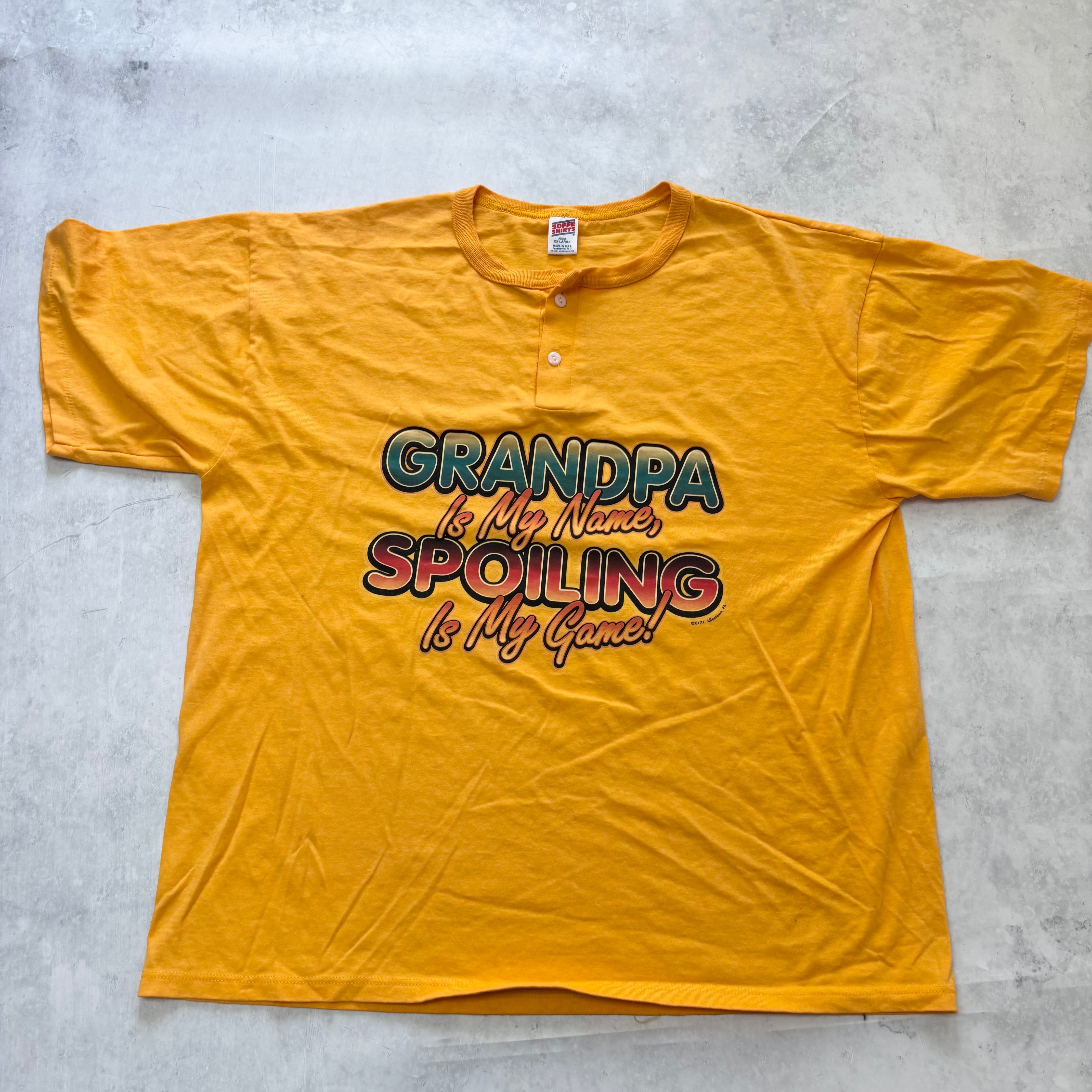 Vintage T Shirt Mens XXL Yellow Single Stitch Graphic Print 90s Funny (E)