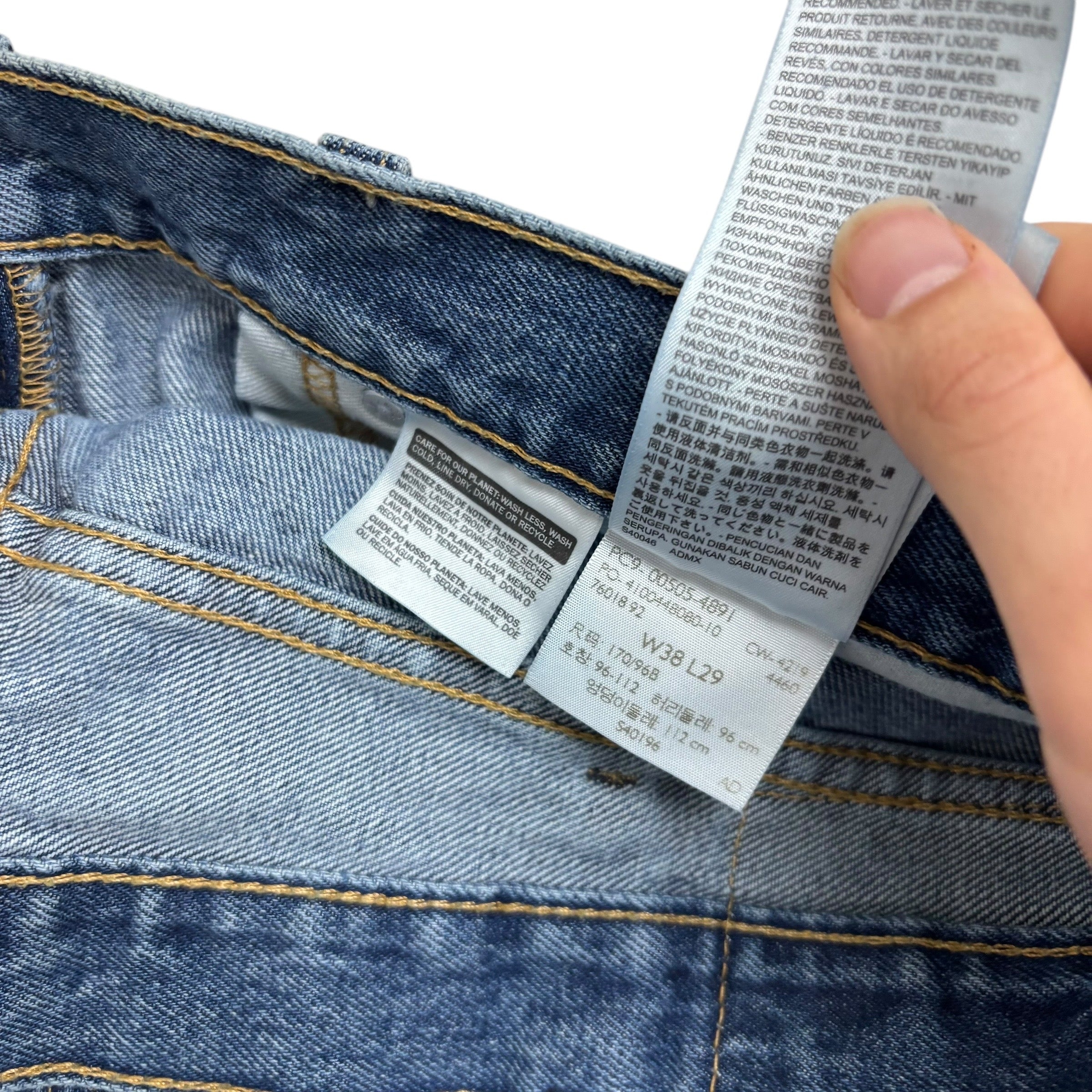 Levis 505 Jeans W38 L29 Mens Mid Blue Regular Straight Fit Denim