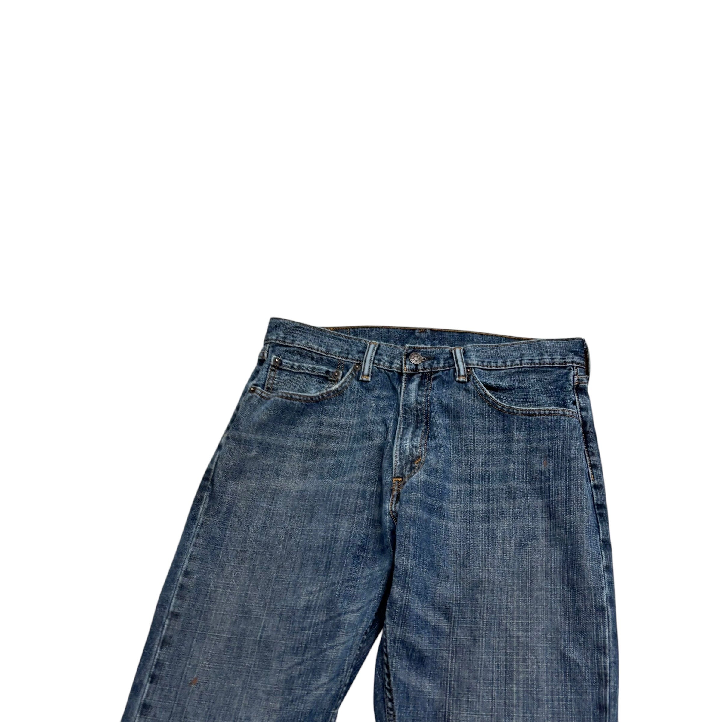 Levis 505 Jeans W34 L34 Mens Dark Blue Regular Straight Fit Denim (F)