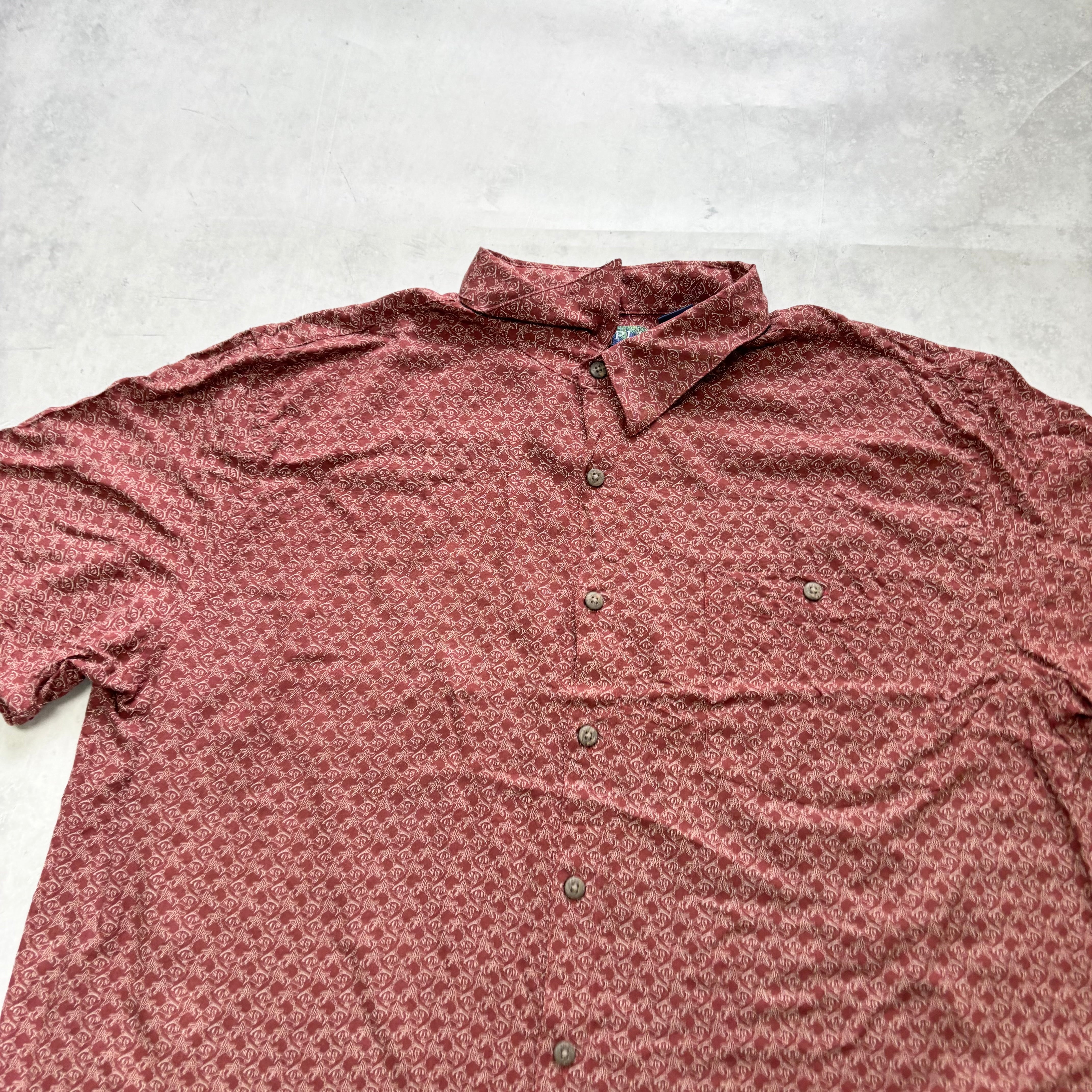 Hawaiian Shirt Mens XL Red Fish Short Sleeve Rayon (E)
