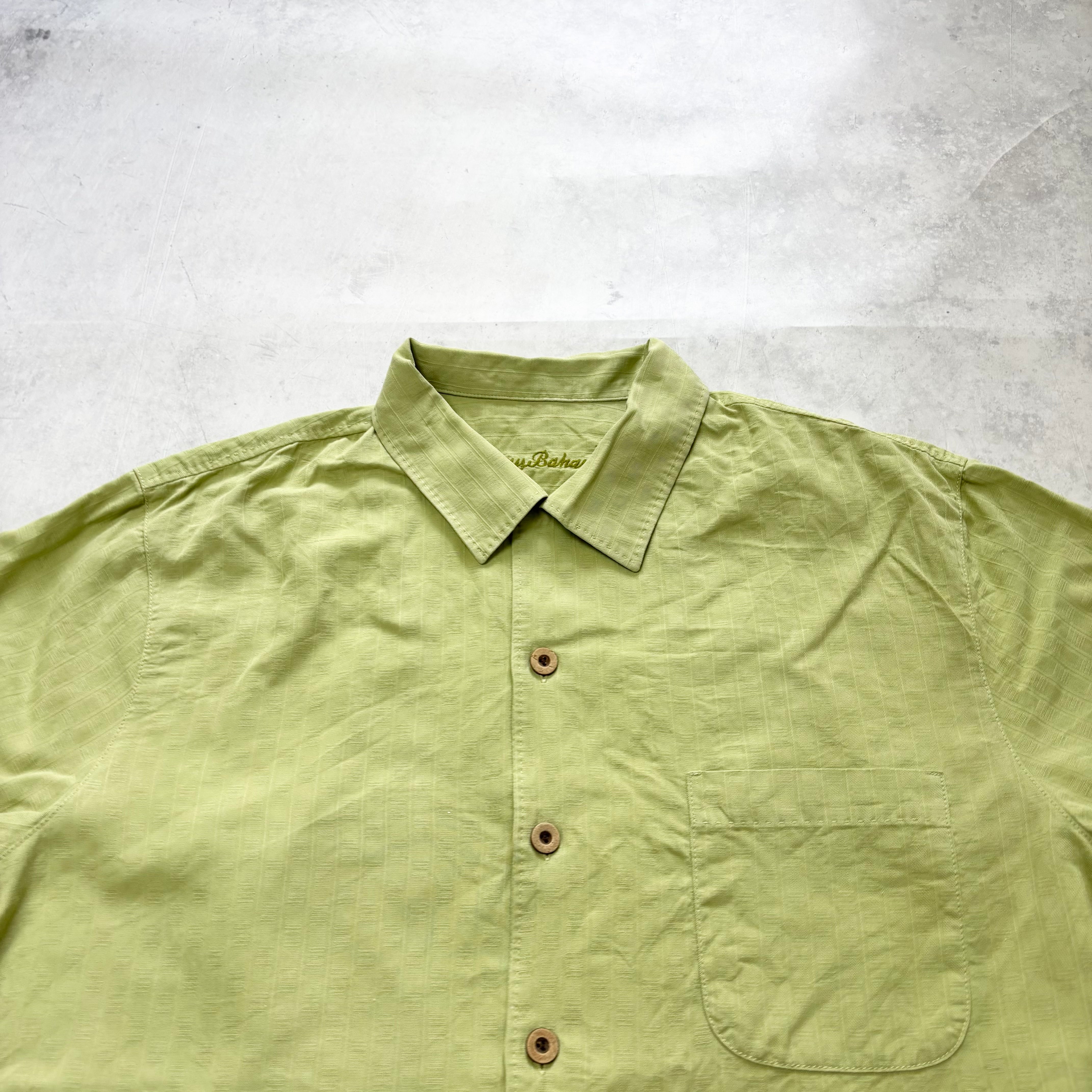 Tommy Bahama Silk Shirt Mens Small Green Short Sleeve (E)