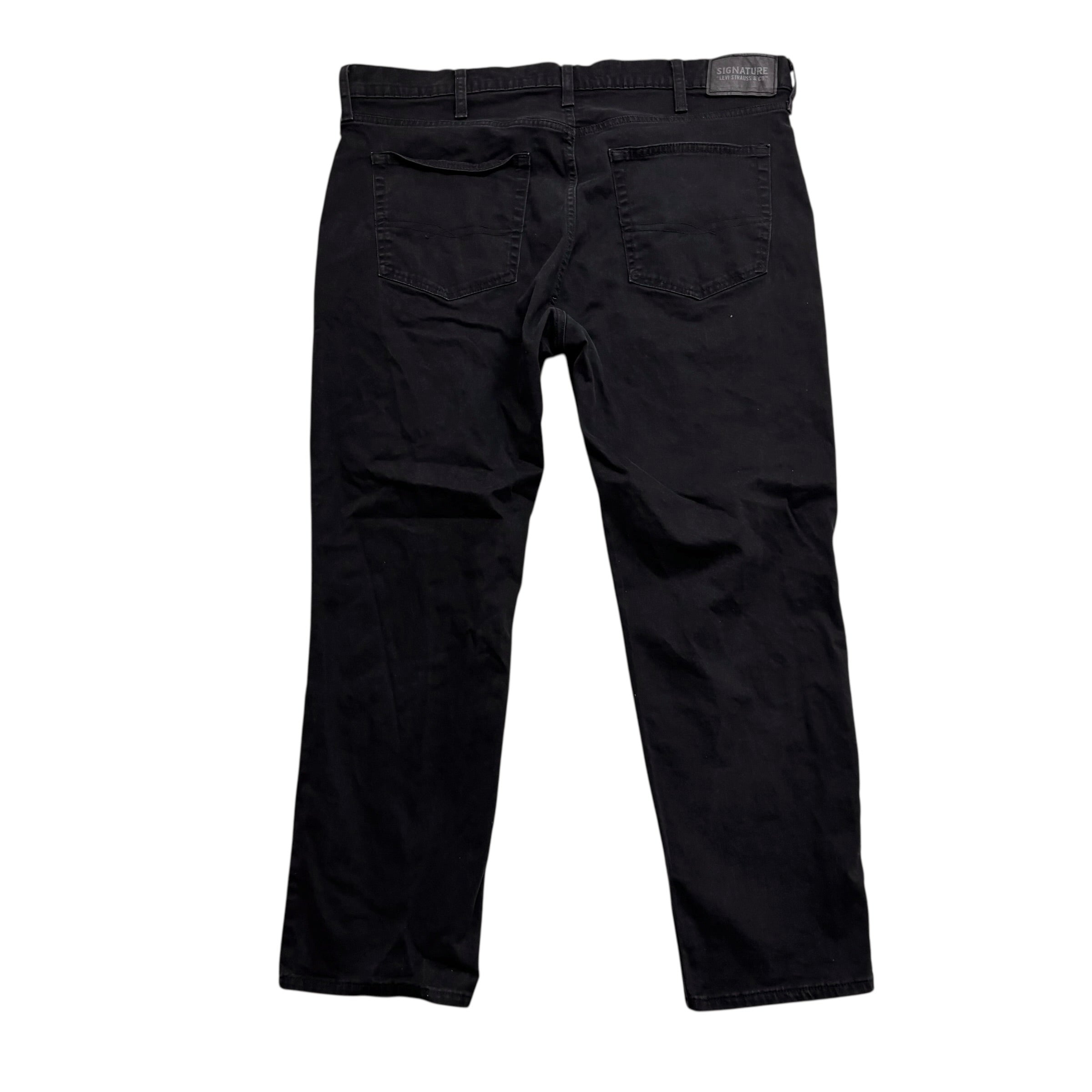 Levis Signature Trousers W40 L29 Mens Black Athletic Fit Stretch Pants (E)