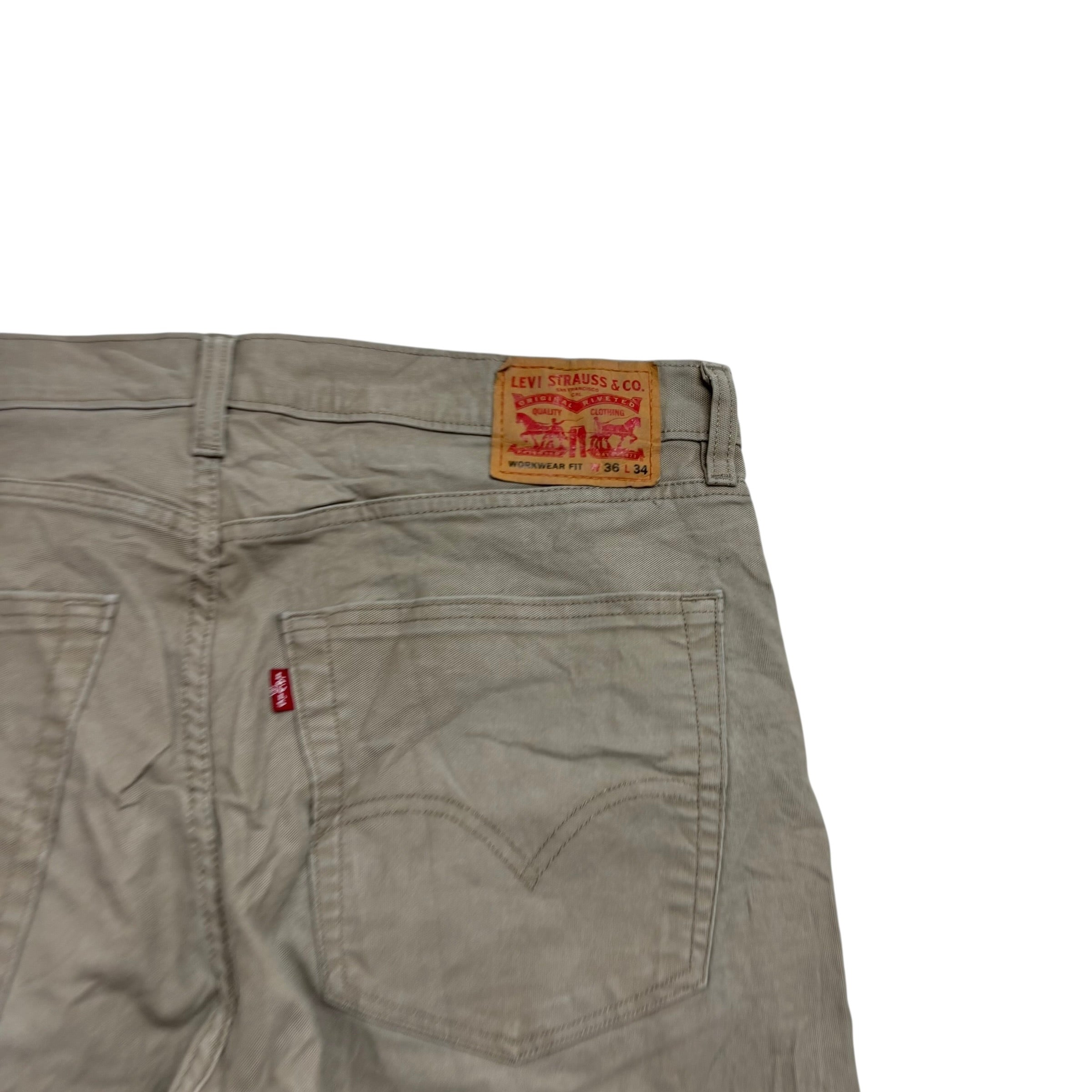 Levis Workwear Jeans W36 L34 Mens Beige Stone Regular Straight Fit Stretch Denim