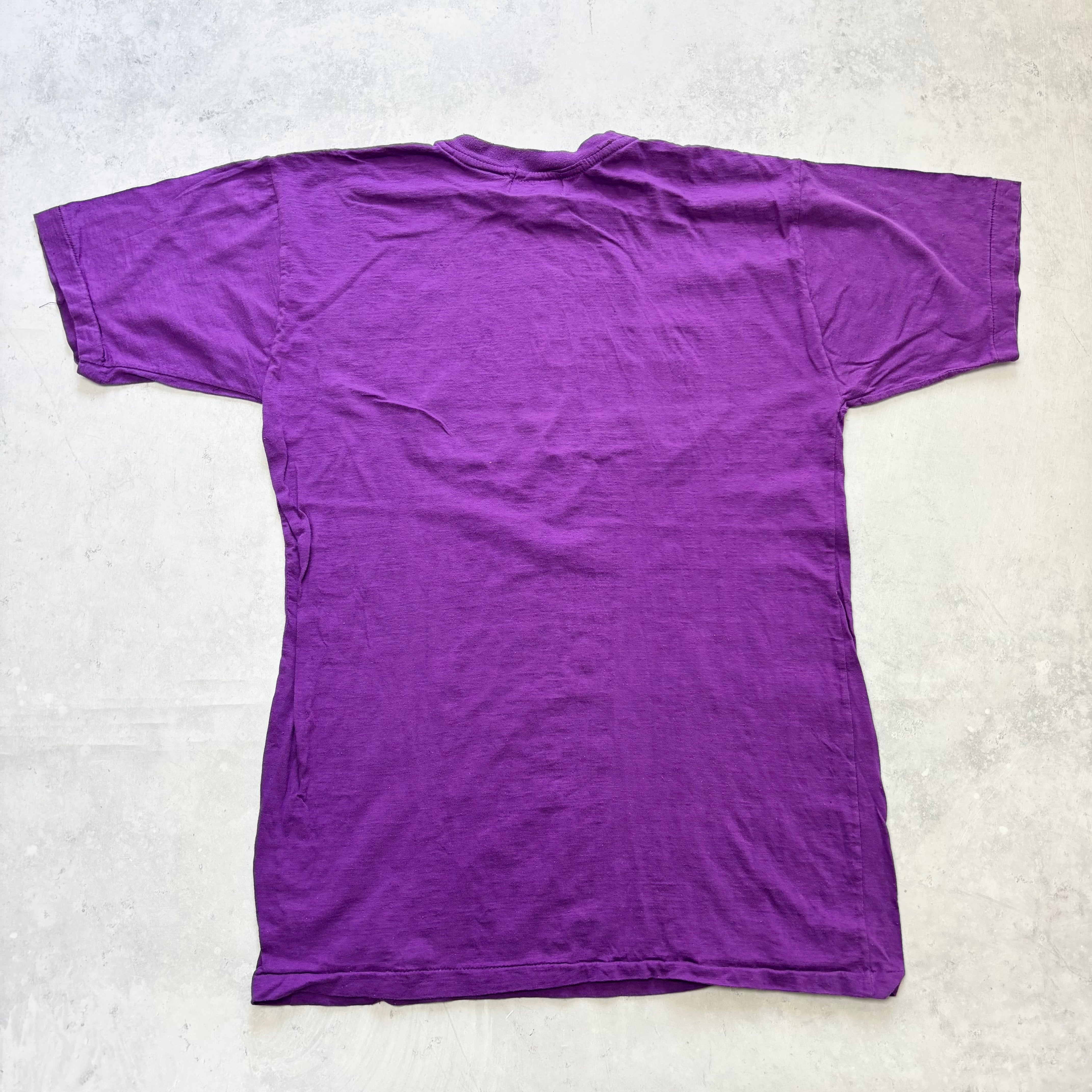 Vintage T Shirt Mens Medium Purple Single Stitch Graphic Print 90s Tourist (E)