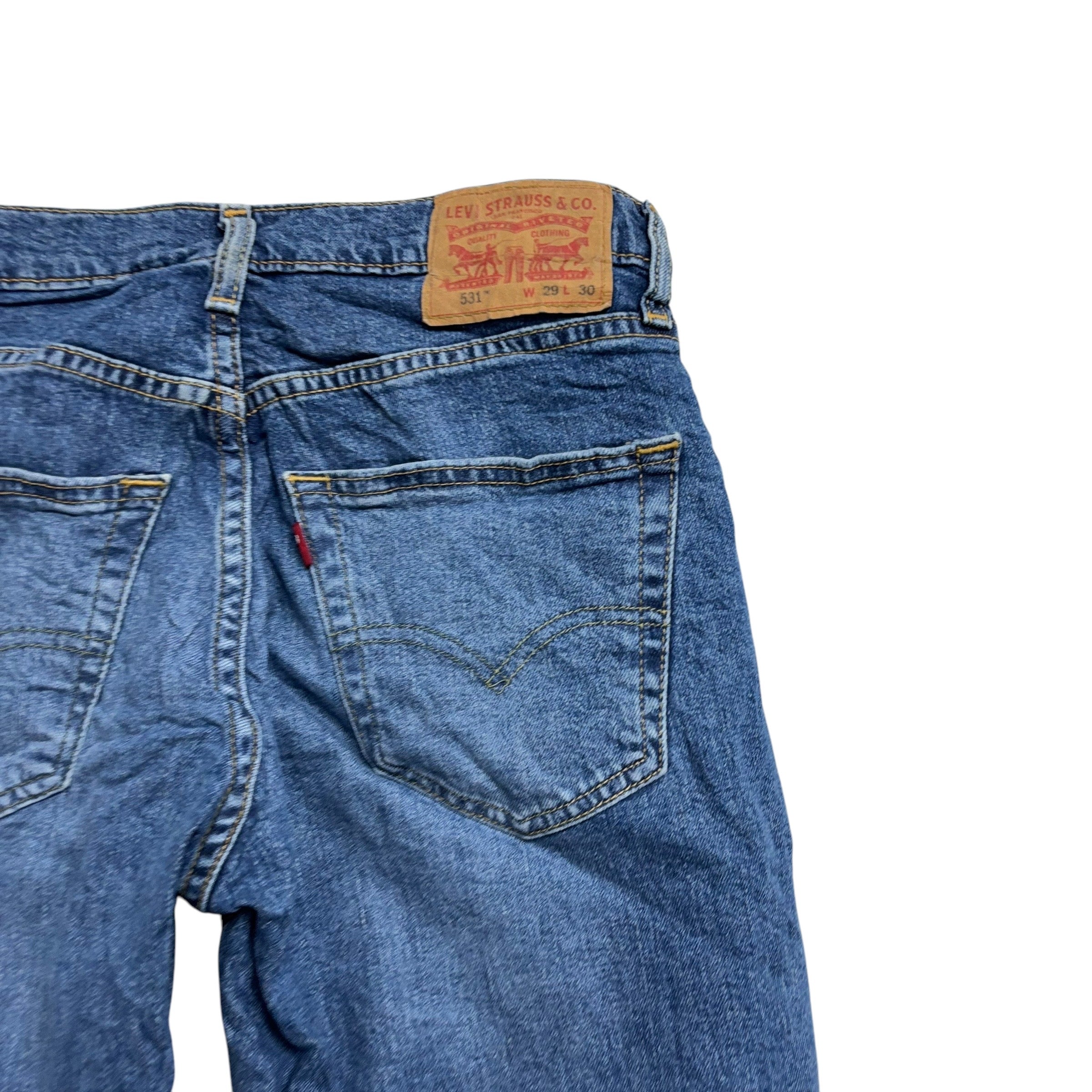 Levis 531 Jeans W29 L30 Mens Mid Blue Athletic Slim Fit Stretch Denim
