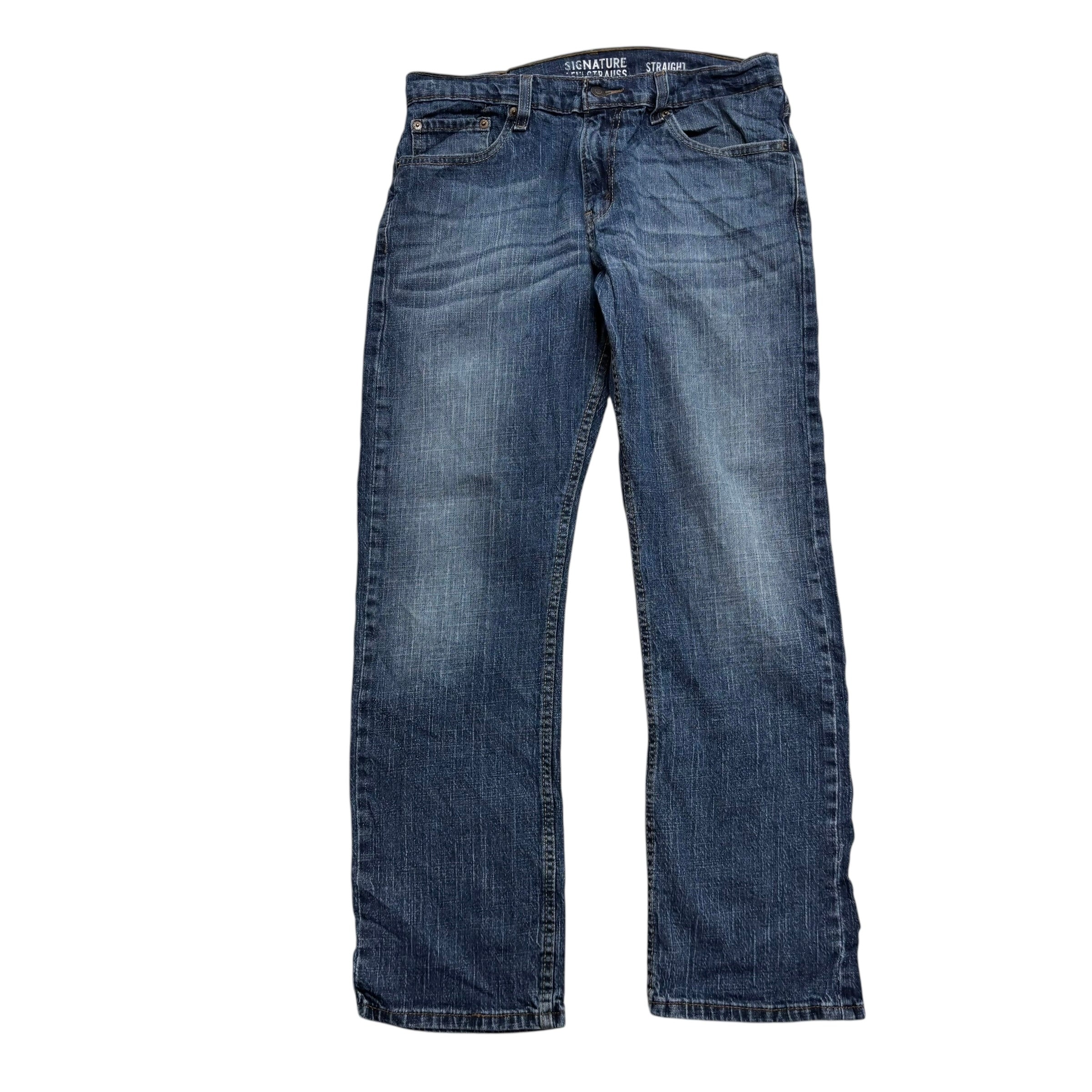 Levis Signature Jeans W32 L30 Mens Mid Blue Regular Straight Stretch Denim (E)