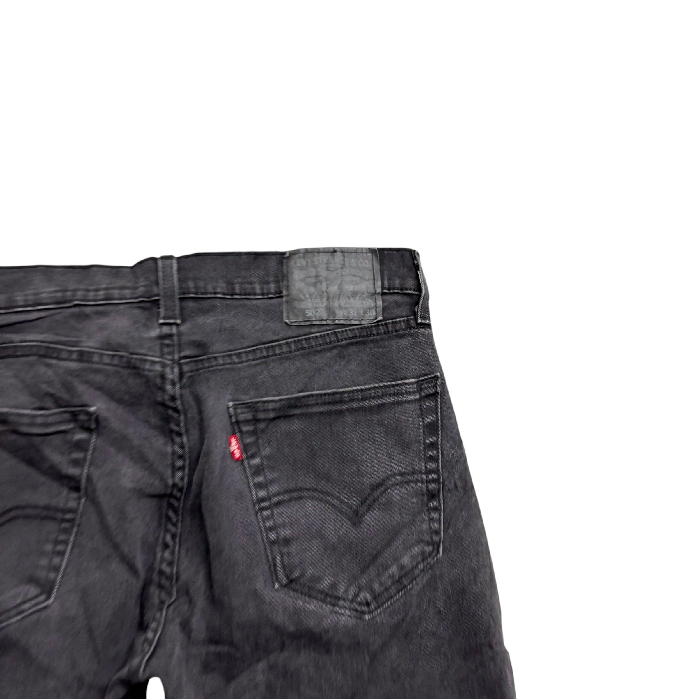 Levis 502 Jeans W31 L29 Mens Black Regular Tapered Fit Stretch Denim (E)
