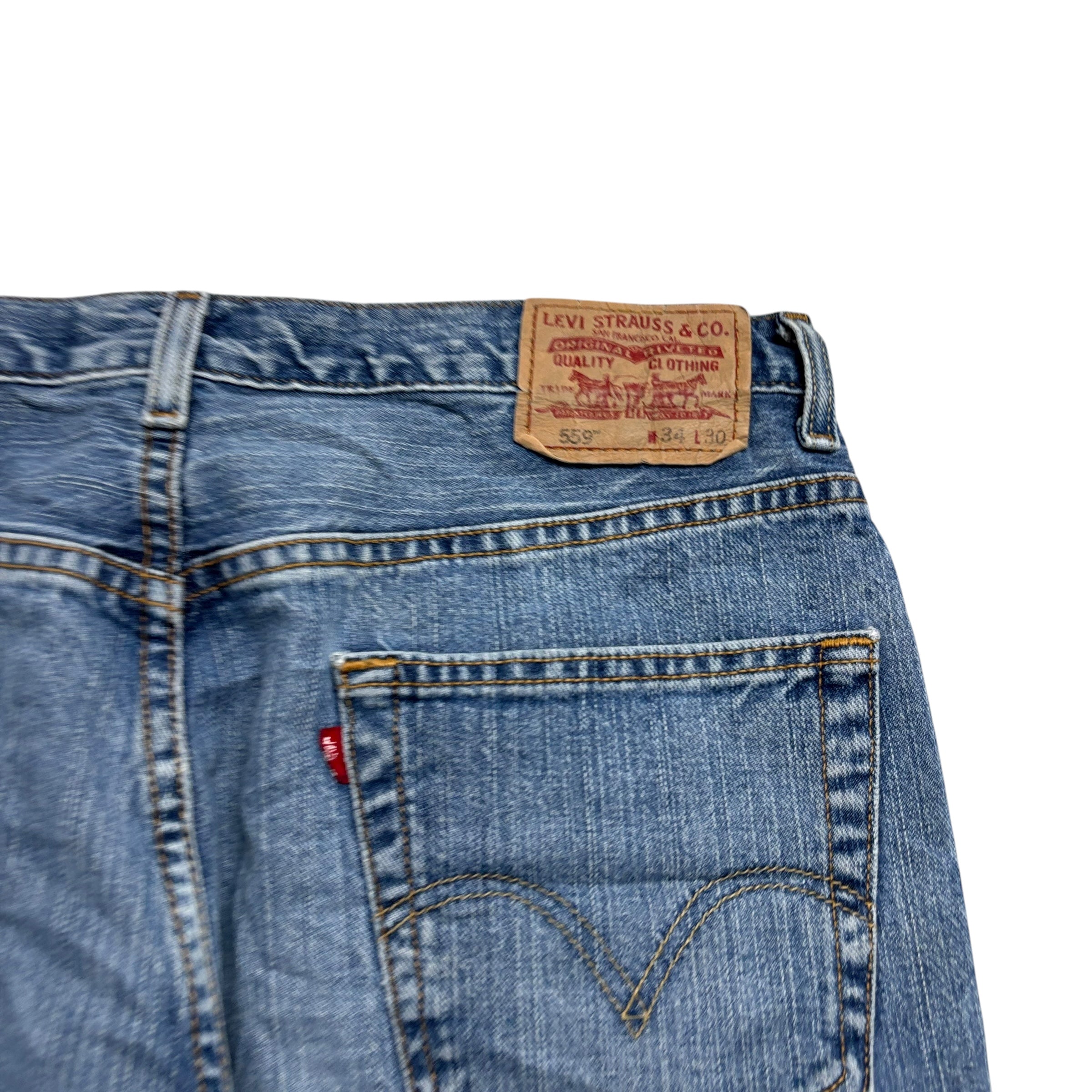 Levis 559 Jeans W34 L30 Mens Mid Blue Baggy Relaxed Fit Vintage Denim (E)