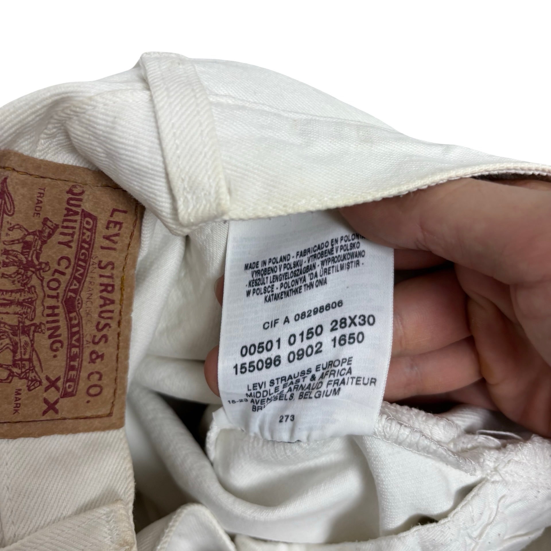 Levis 501 Jeans W27 L30 Mens White Regular Straight Fit Vintage Denim