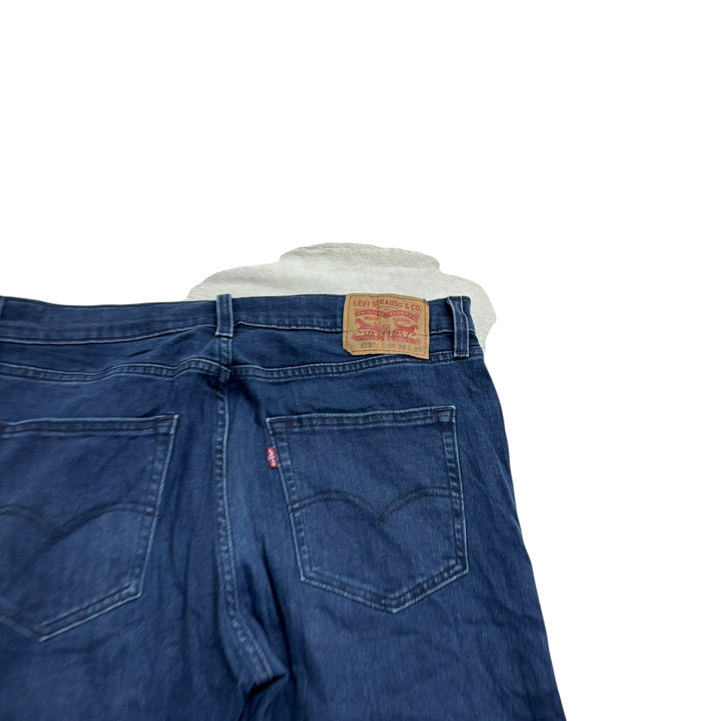 Levis 512 Jeans W34 L28 Mens Navy Blue Slim Tapered Fit Stretch Denim