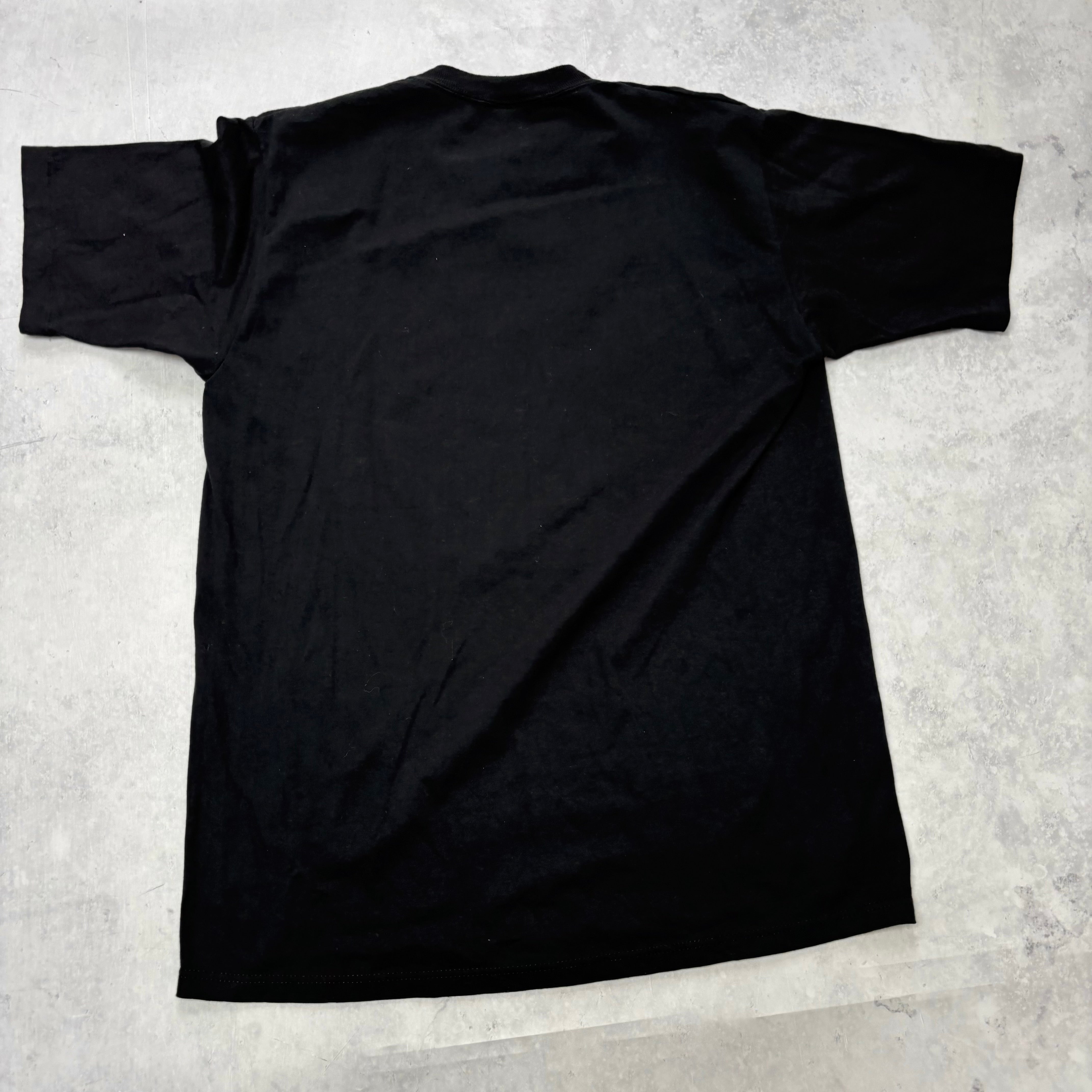 Vintage T Shirt Mens Medium Black Single Stitch Graphic Print 80s Military (E)