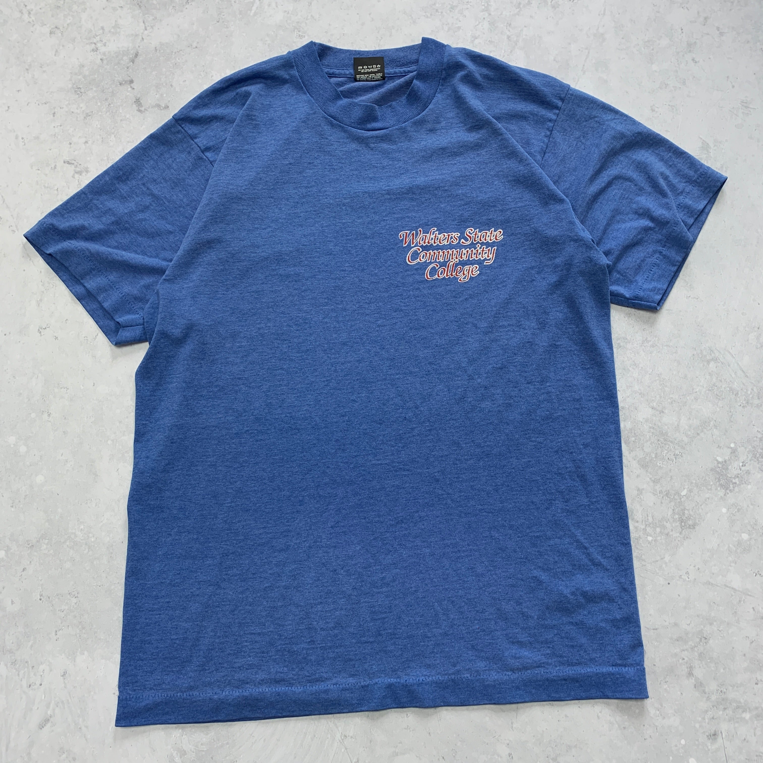 Vintage T Shirt Mens Medium Blue Single Stitch Graphic Print 90s USA College