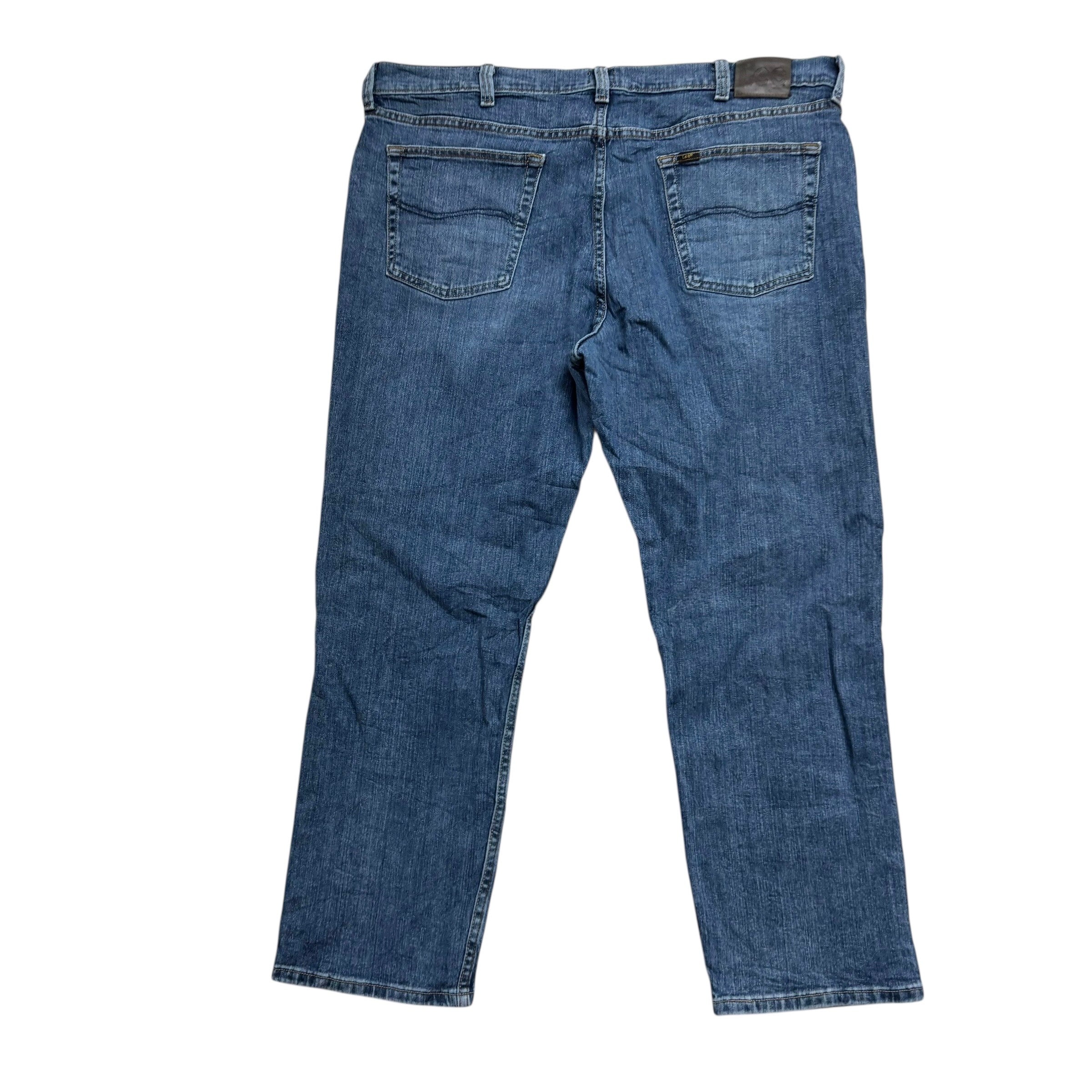 Lee Jeans W44 L30 Mens Mid Blue Regular Straight Fit Stretch Denim