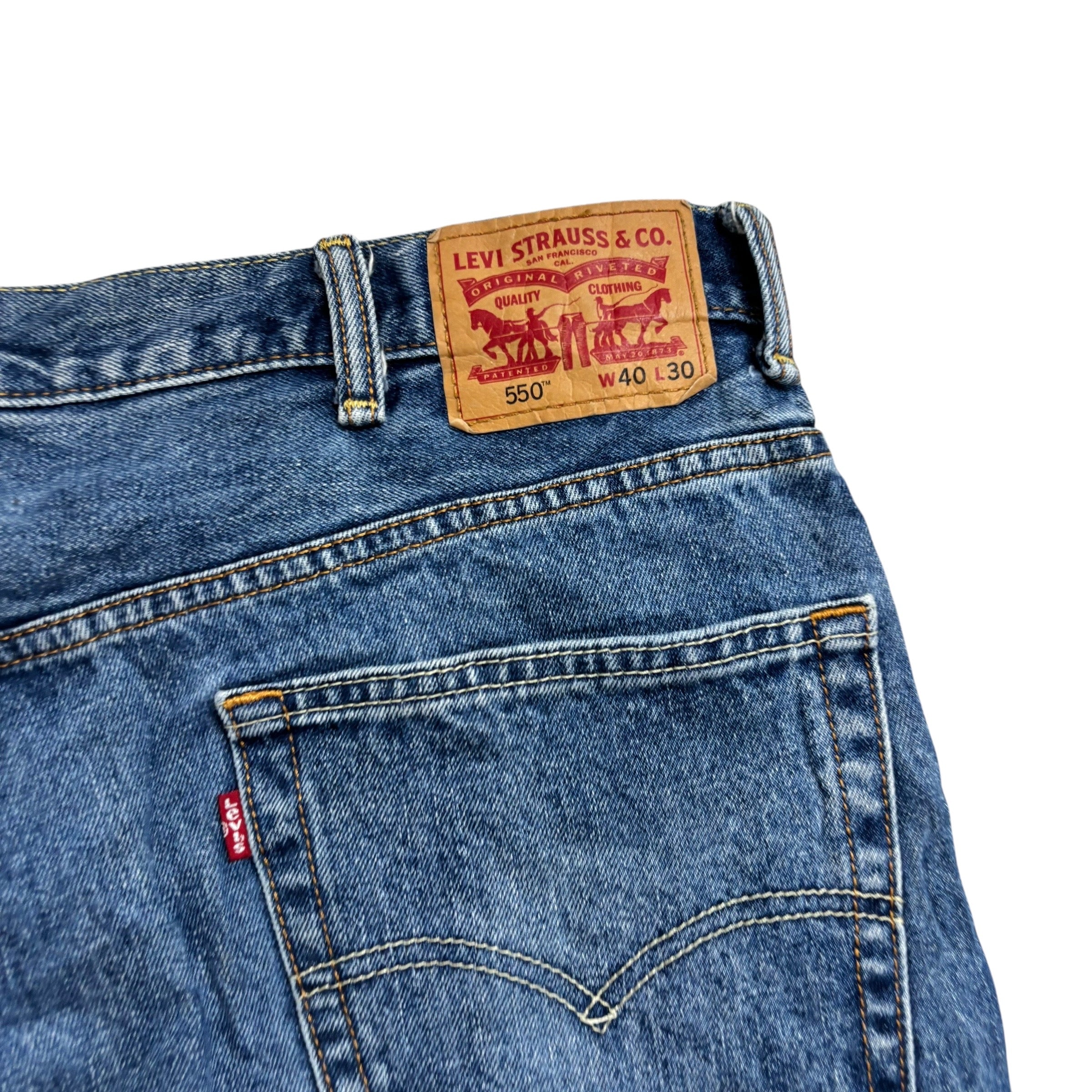 Levis 550 Jeans W40 L30 Mens Mid Blue Baggy Relaxed Straight Fit Denim (E)