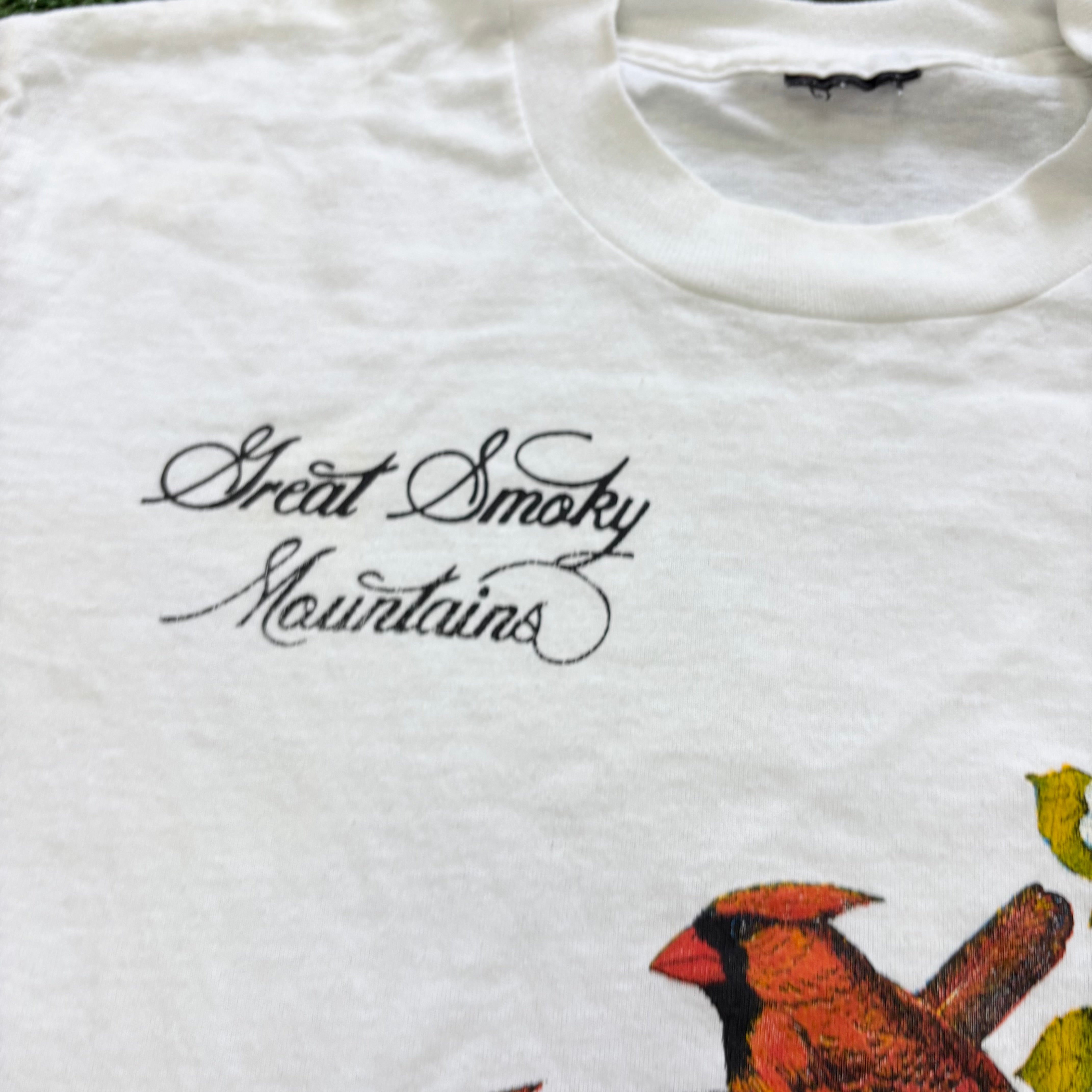 Vintage T Shirt Mens XS White Single Stitch Graphic Print 80s Birds