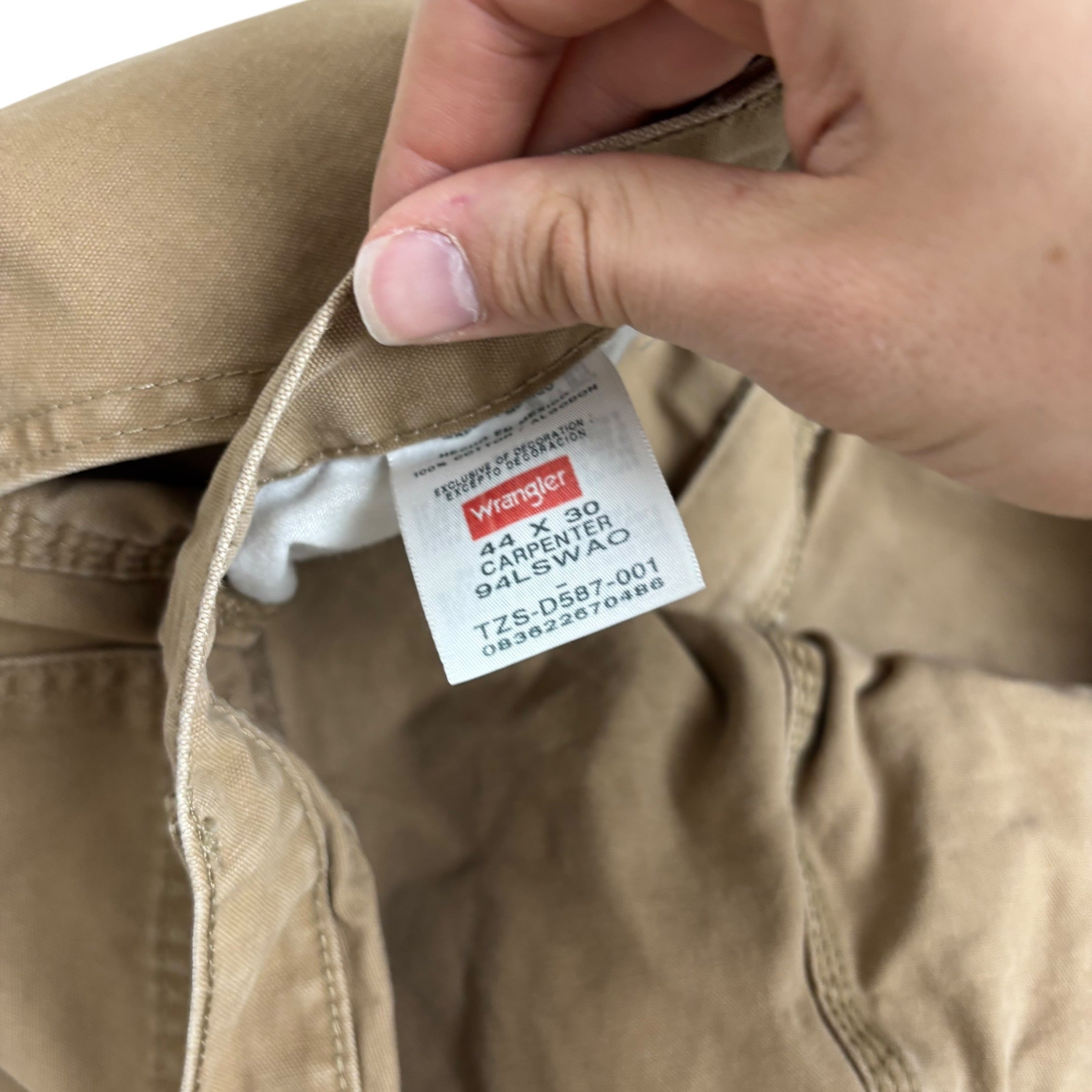 Wrangler Carpenter Pants W44 L30 Mens Tan Relaxed Straight Fit Trousers (E)