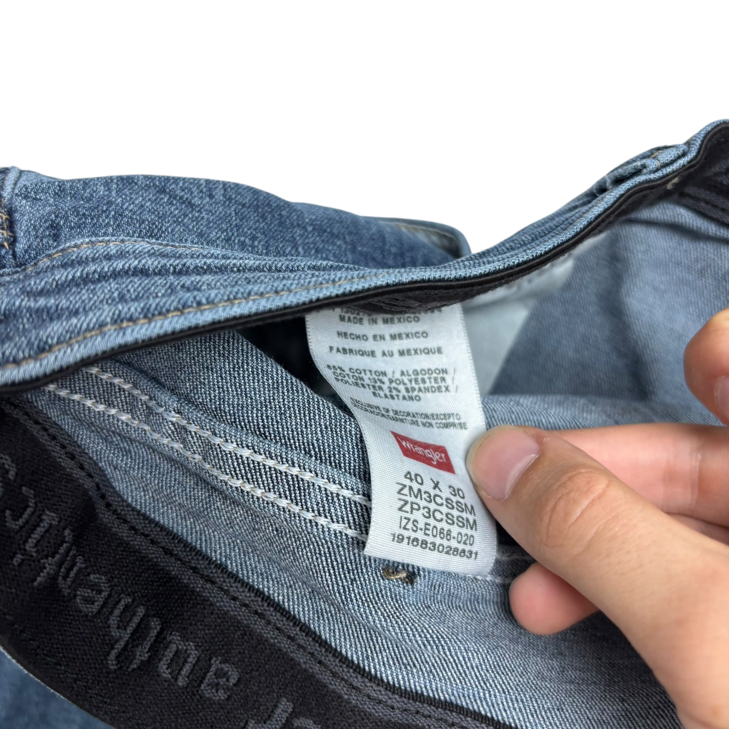 Wrangler Jeans W40 L30 Mens Mid Blue Regular Straight Fit Stretch Denim (E)