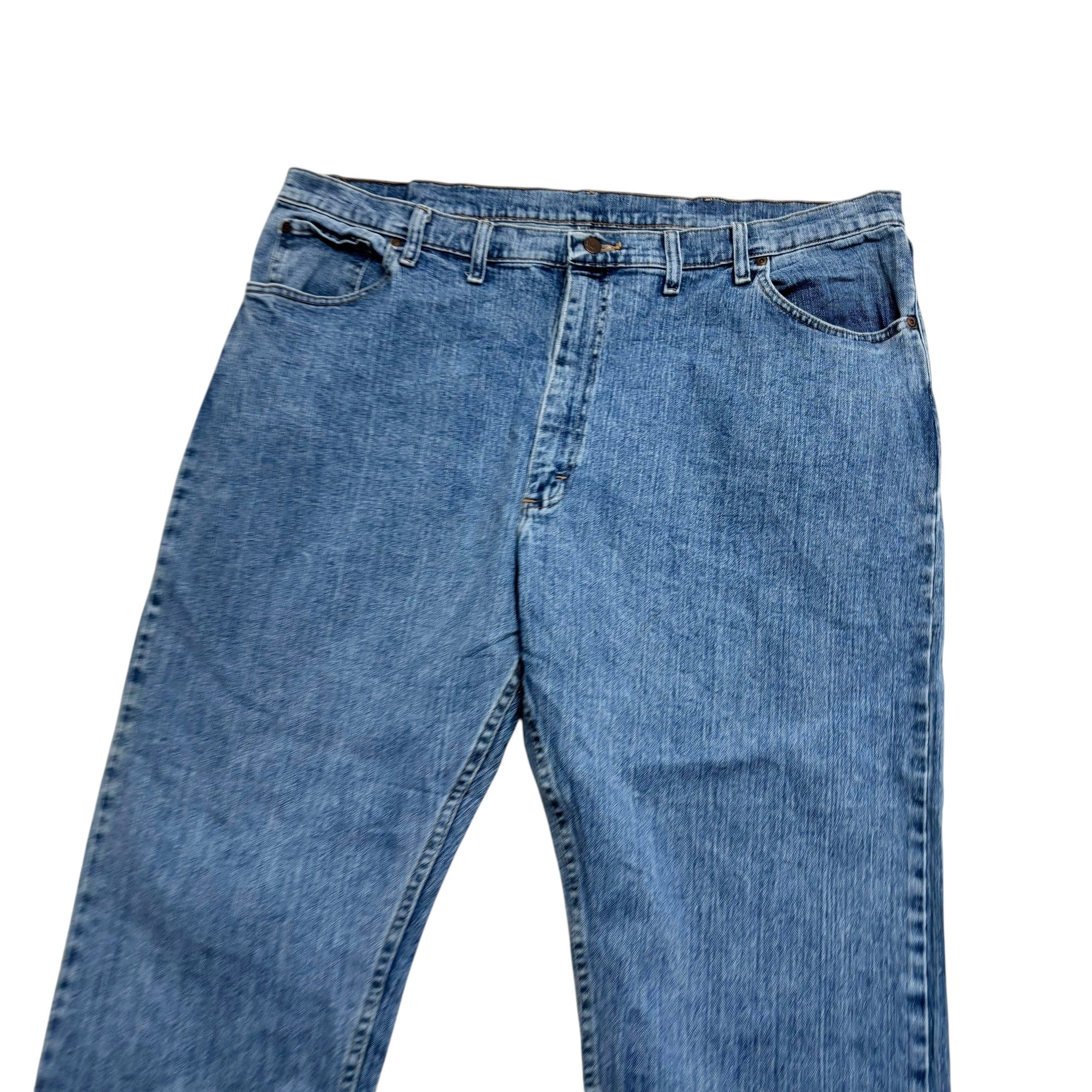 Wrangler Jeans W42 L30 Mens Light Blue Relaxed Straight Fit Stretch Denim (E)
