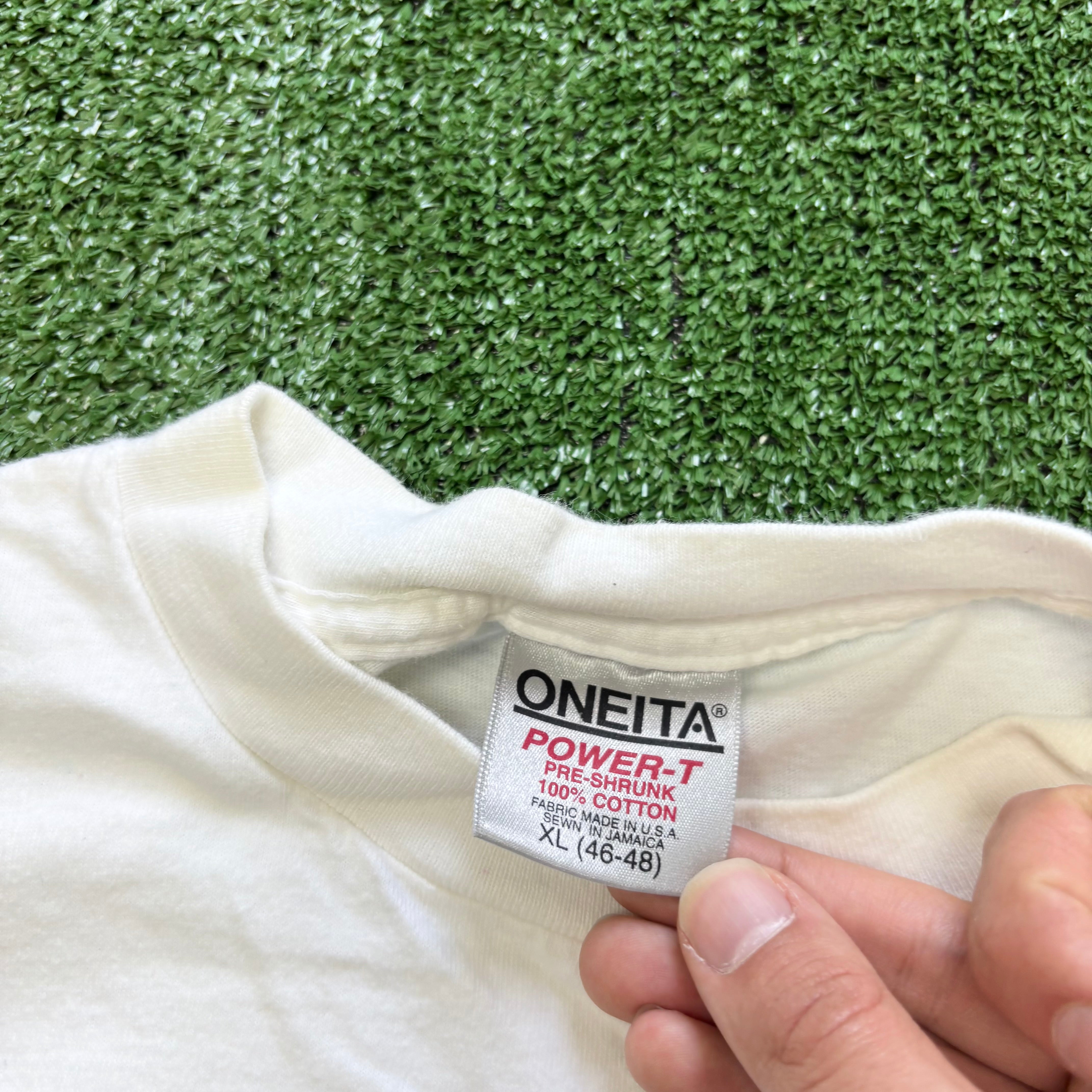 Vintage T Shirt Mens Large White Single Stitch Graphic Print 90s Nature