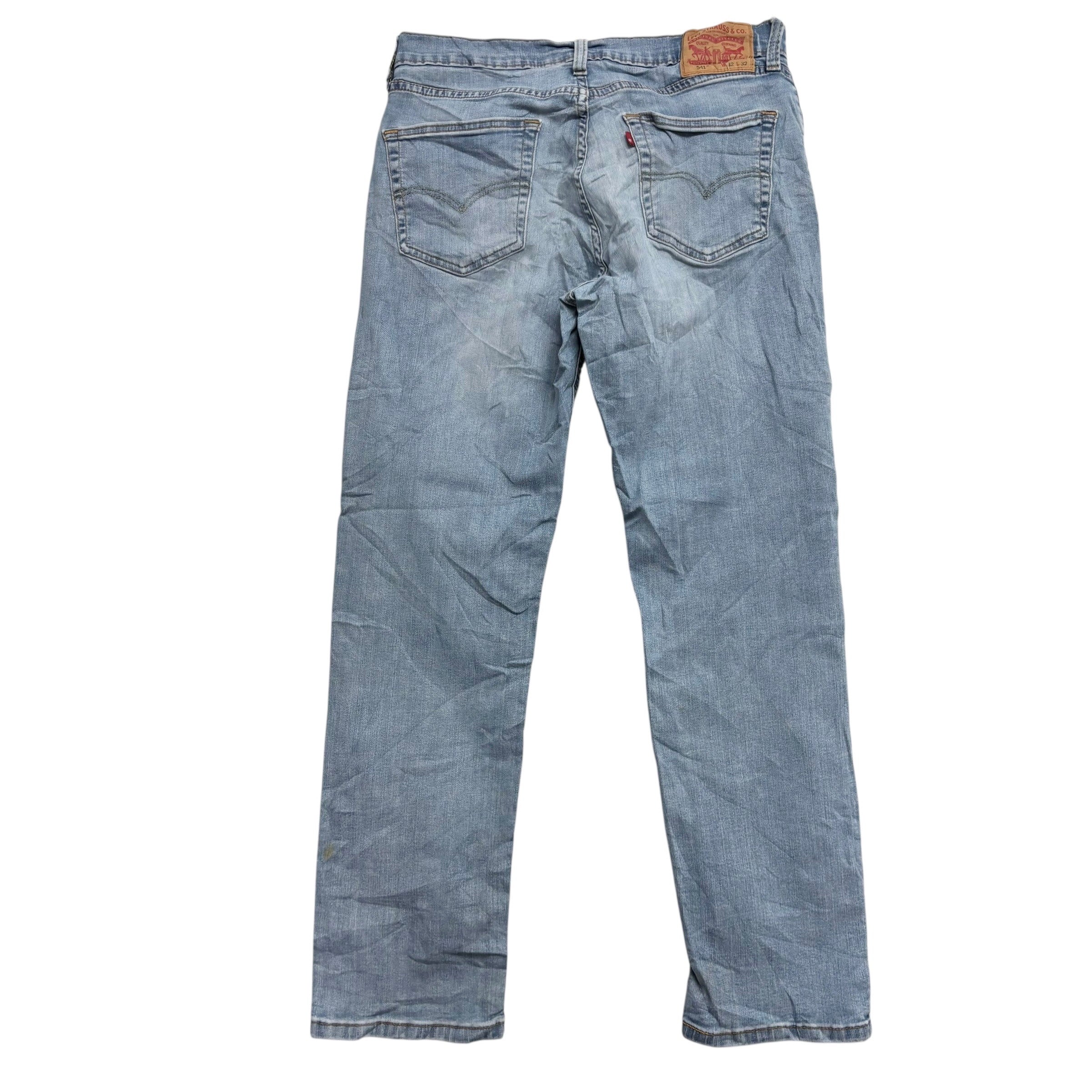 Levis 541 Jeans W32 L32 Mens Light Blue Athletic Tapered Fit Stretch Denim (F)