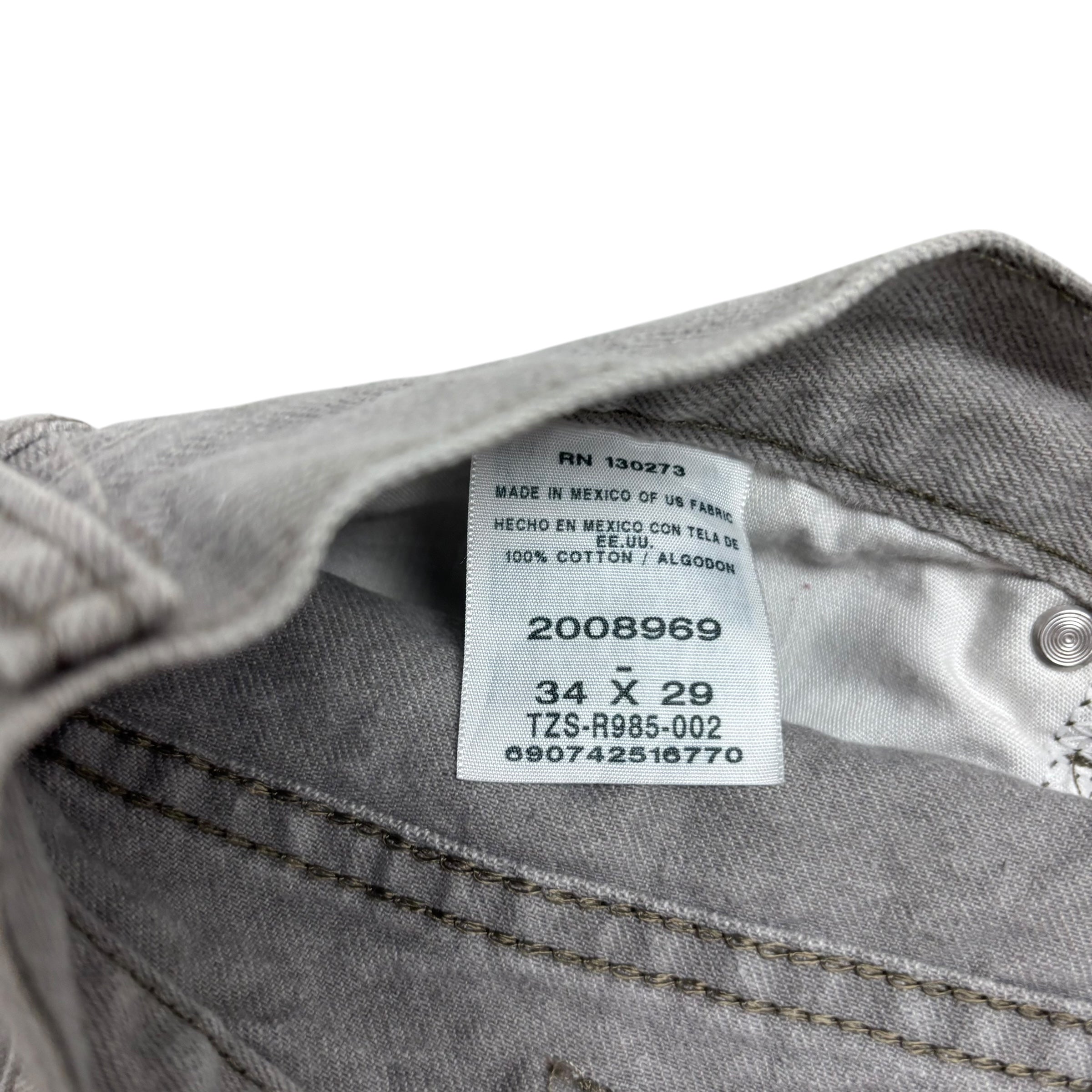 Lee Jeans W34 L29 Mens Regular Straight Fit Grey Denim
