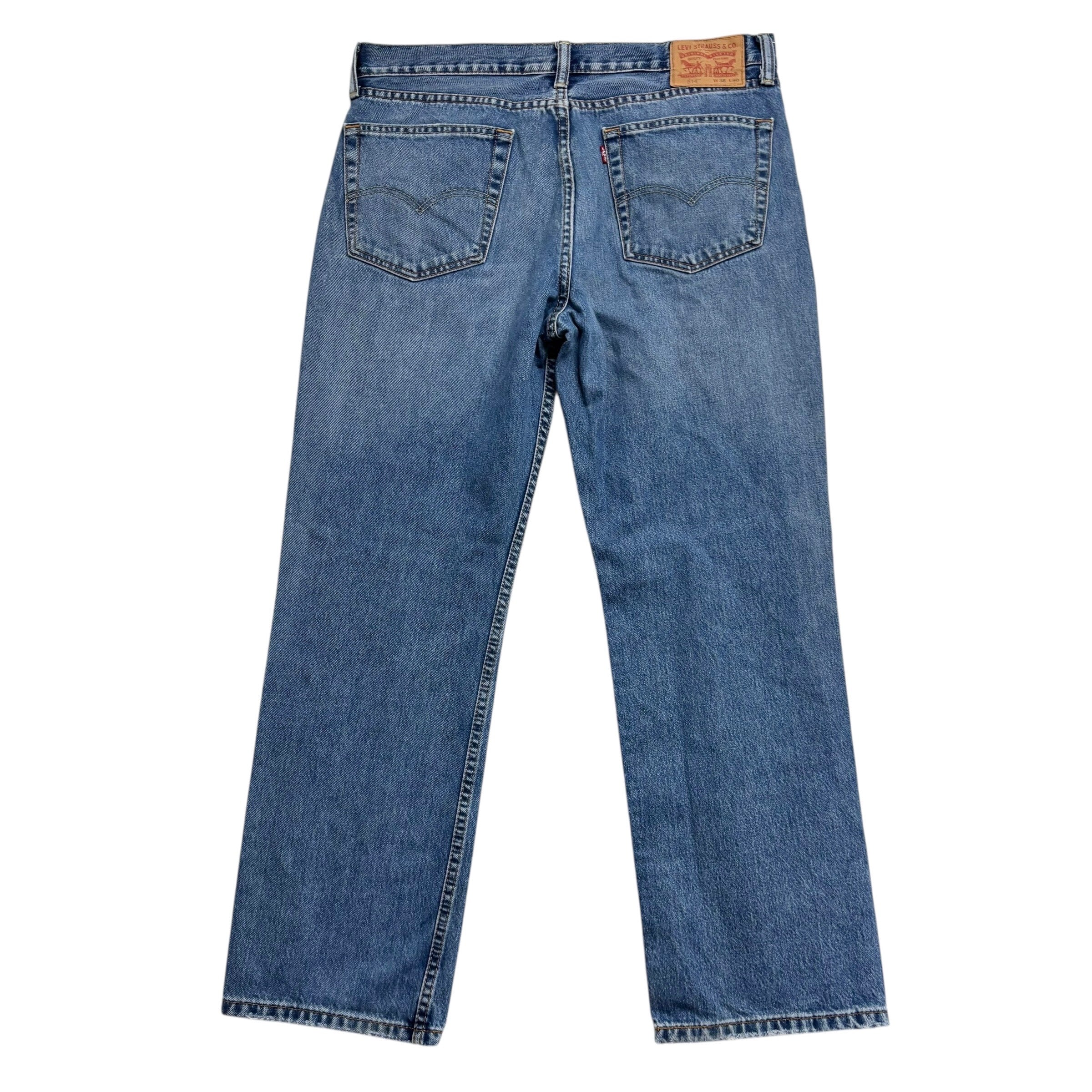 Levis 514 Jeans W36 L30 Mens Mid Blue Regular Straight Fit Denim (E)