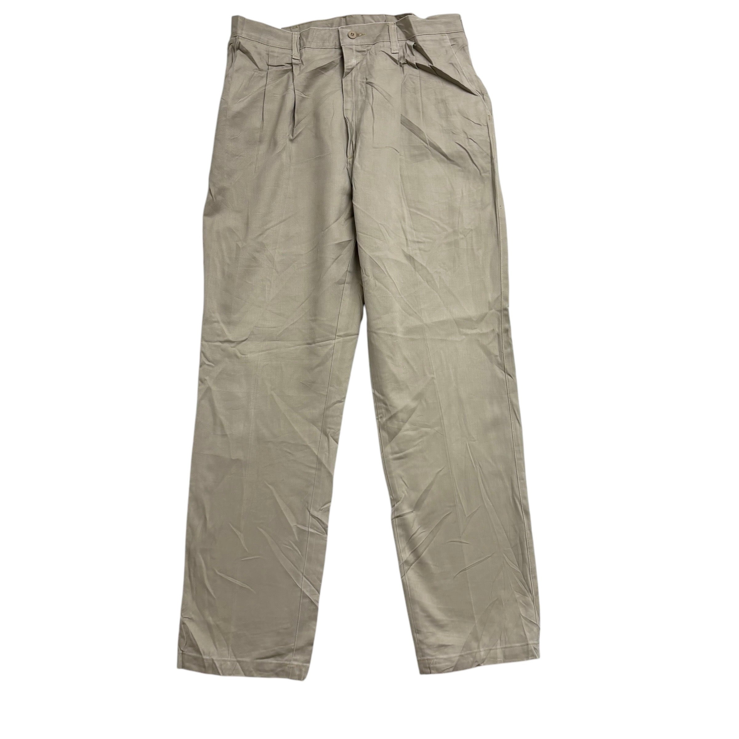 Wrangler Pleated Trousers W35 L32 Mens Beige Regular Straight Fit Pants (E)