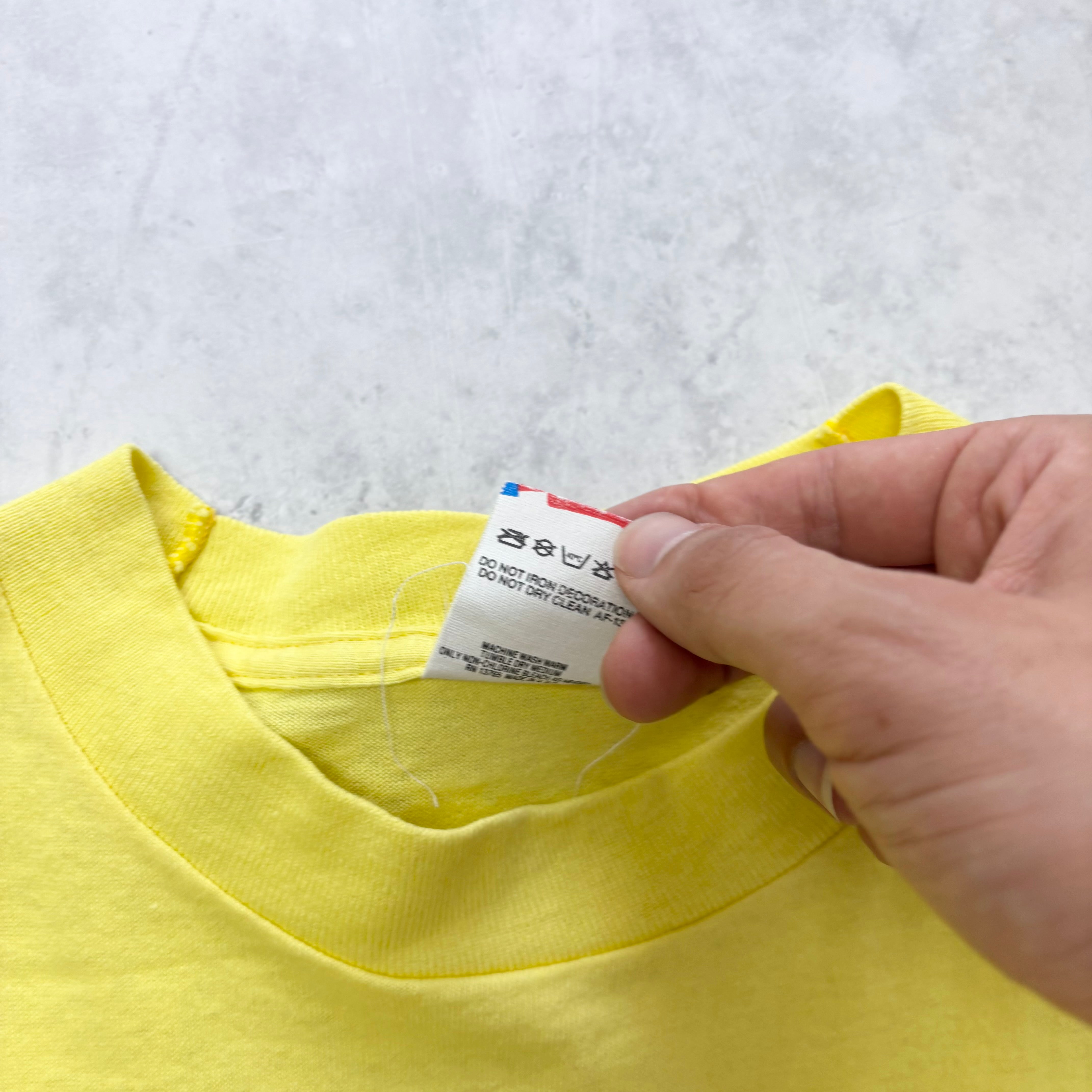 Vintage T Shirt Mens Large Yellow Single Stitch Graphic Print 90s USA (E)