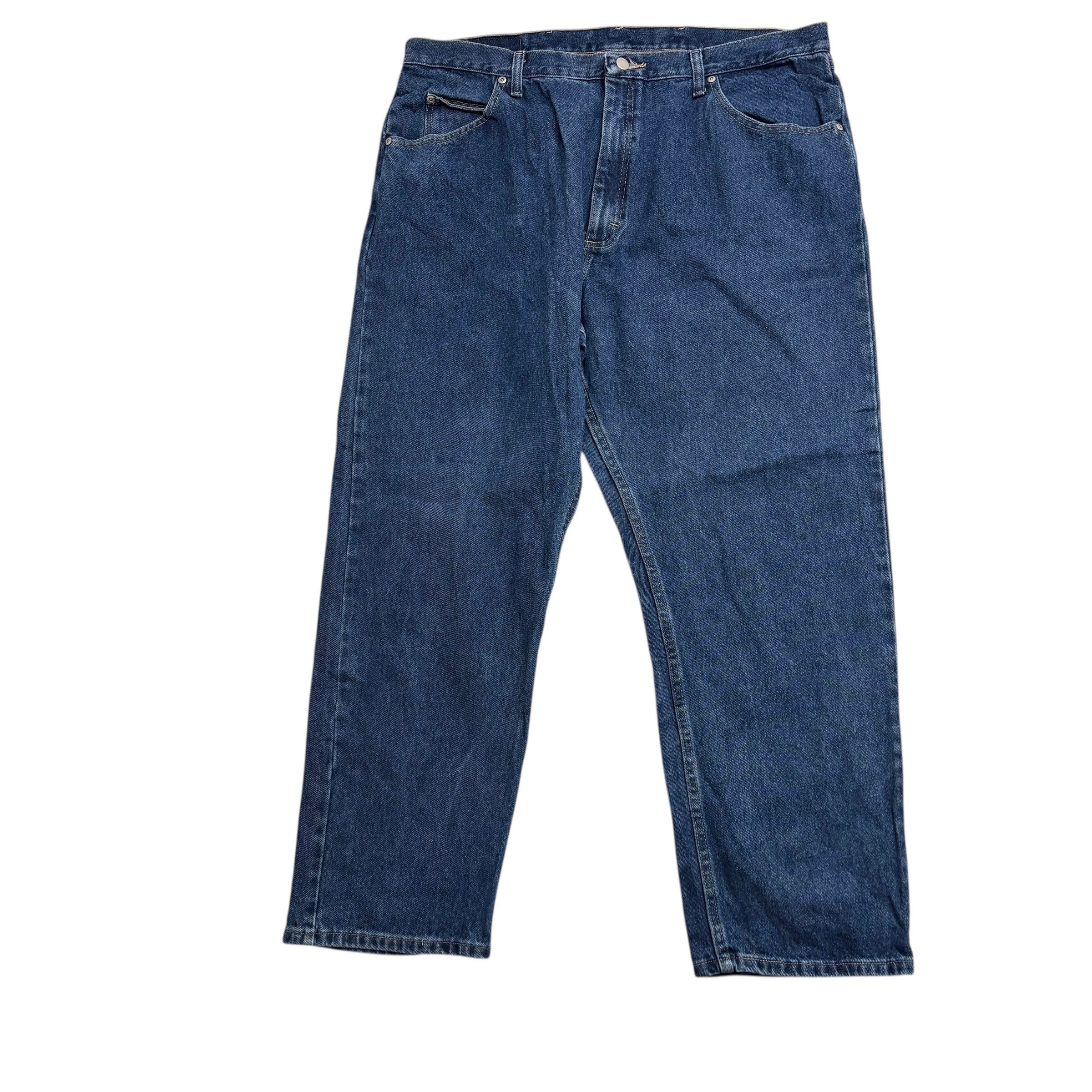 Wrangler Jeans W40 L30 Mens Mid Blue Relaxed Straight Fit Baggy Denim (E)
