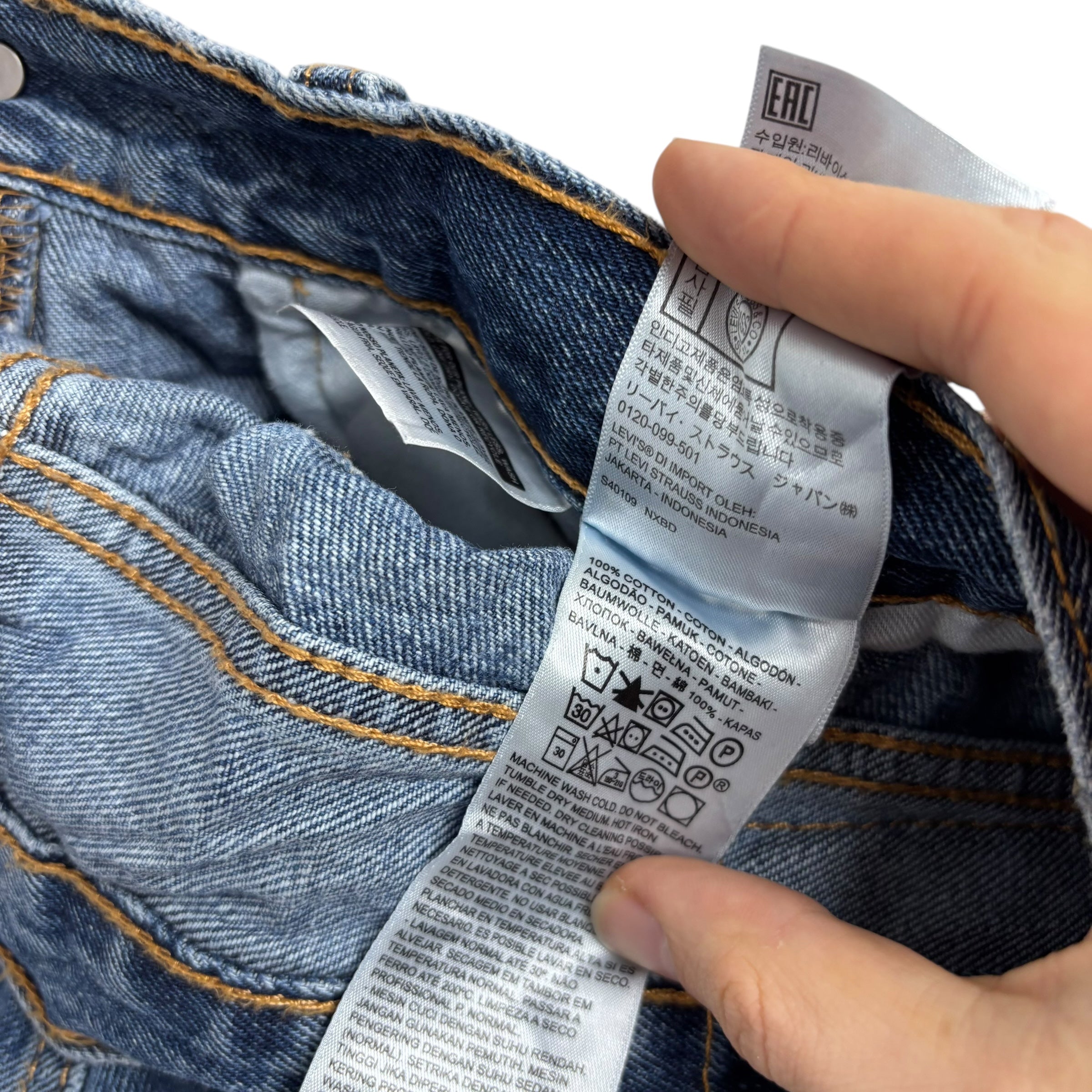 Levis 505 Jeans W36 L30 Mens Mid Blue Regular Straight Fit Denim (E)