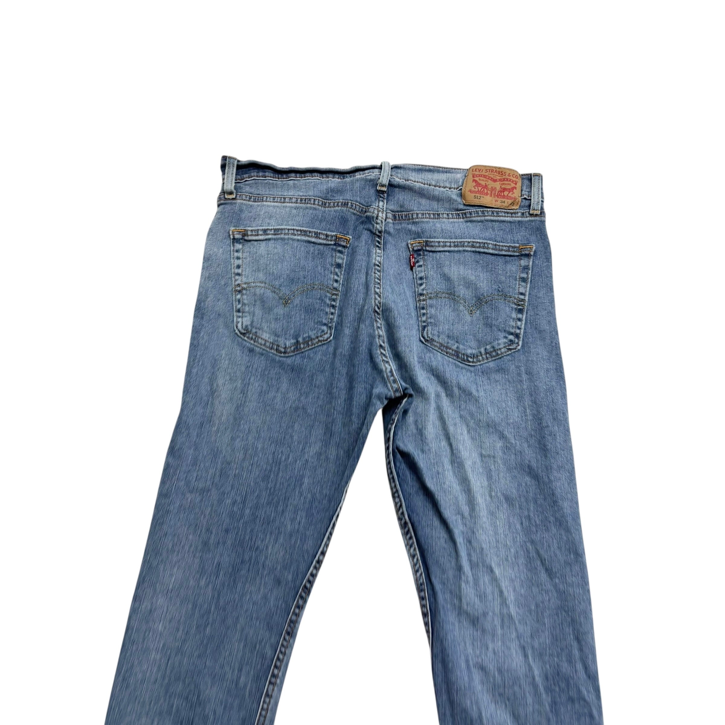 Levis 512 Jeans W34 L32 Mens Mid Blue Slim Tapered Fit Stretch Denim (E)