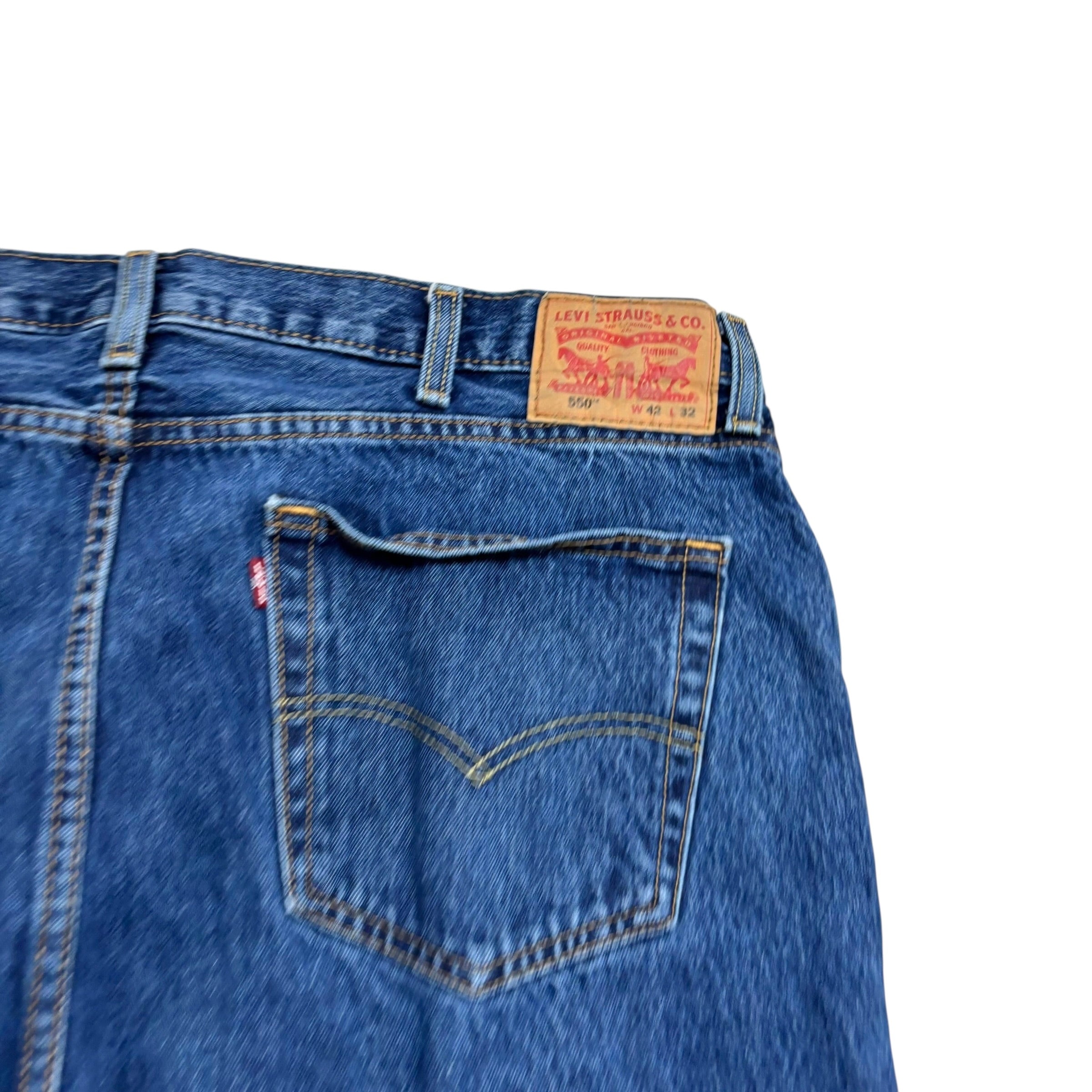 Levis 550 Jeans W42 L32 Mens Mid Blue Baggy Relaxed Straight Fit Denim (E)