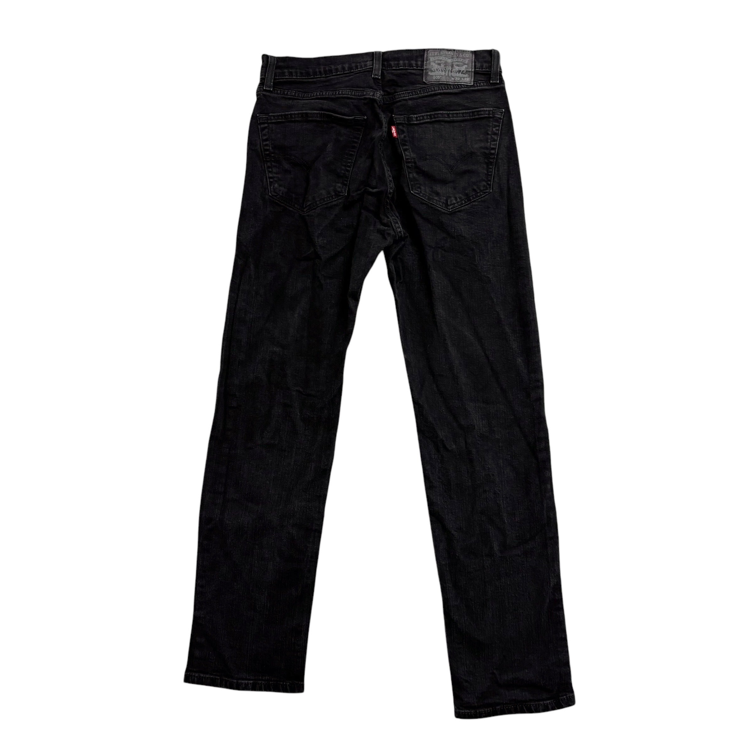 Levis 505 Jeans W31 L30 Mens Black Slim Straight Fit Stretch Denim (E)