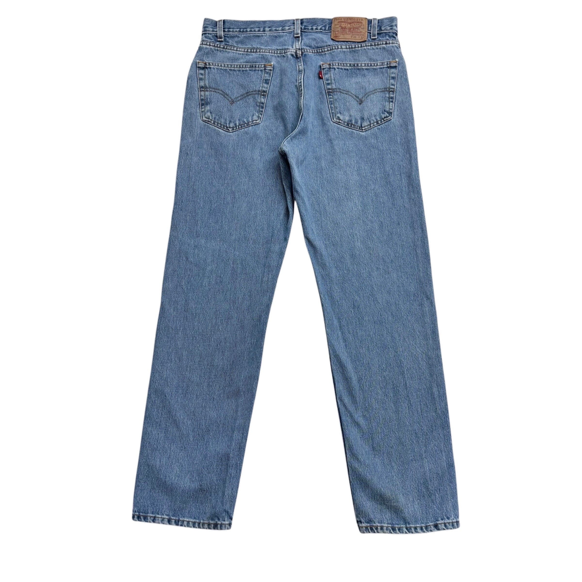 Levis 505 Jeans W35 L32 Mens Light Blue Regular Straight Fit Vintage Denim