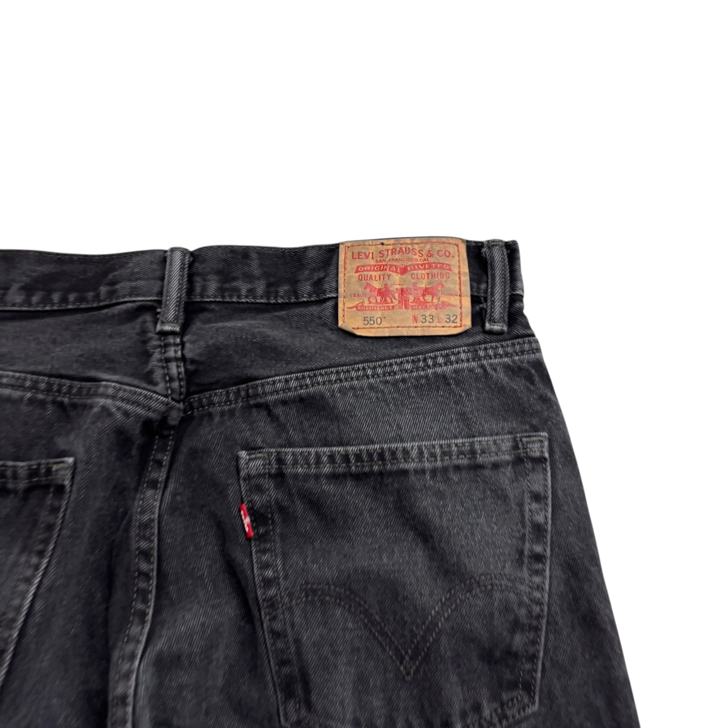 Levis 550 Jeans W33 L32 Mens Black Baggy Relaxed Straight Fit Vintage Denim (E)