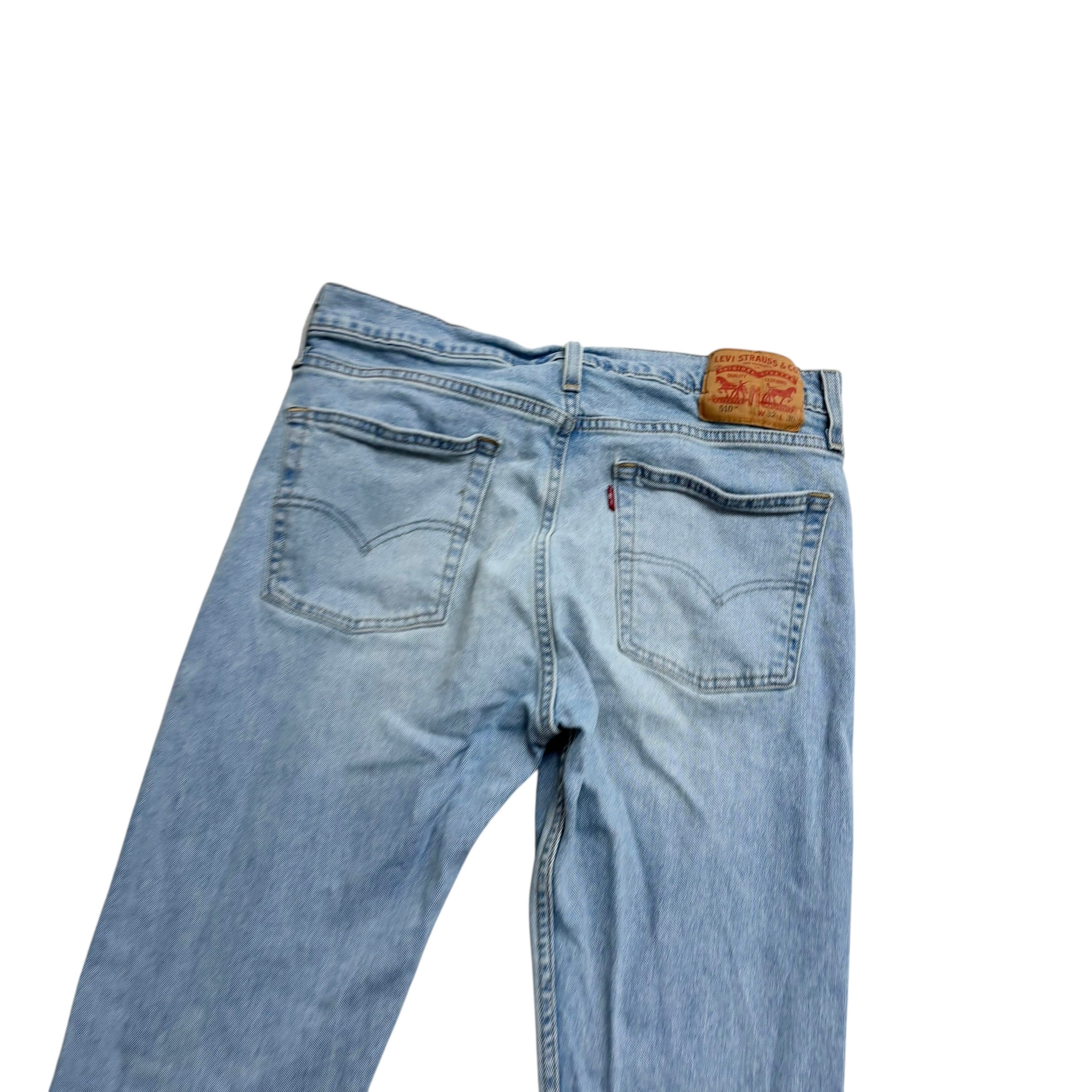 Levis 510 Jeans W32 L30 Mens Light Blue Skinny Fit Stretch Denim (E)