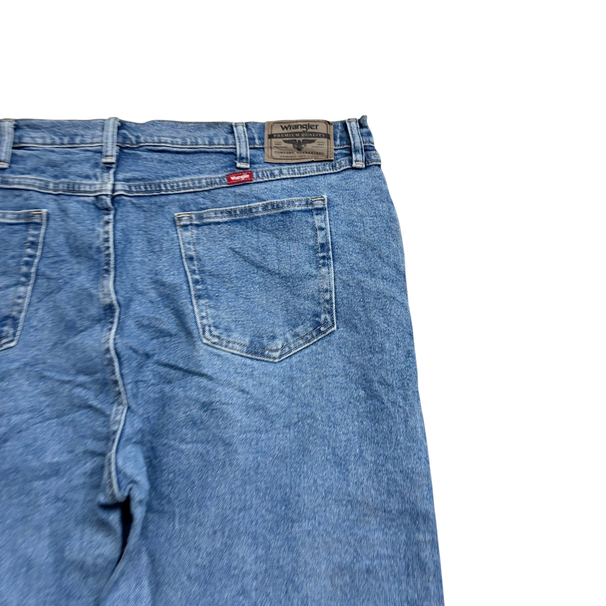 Wrangler Jeans W44 L30 Mens Light Blue Regular Straight Fit Stretch Denim (E)