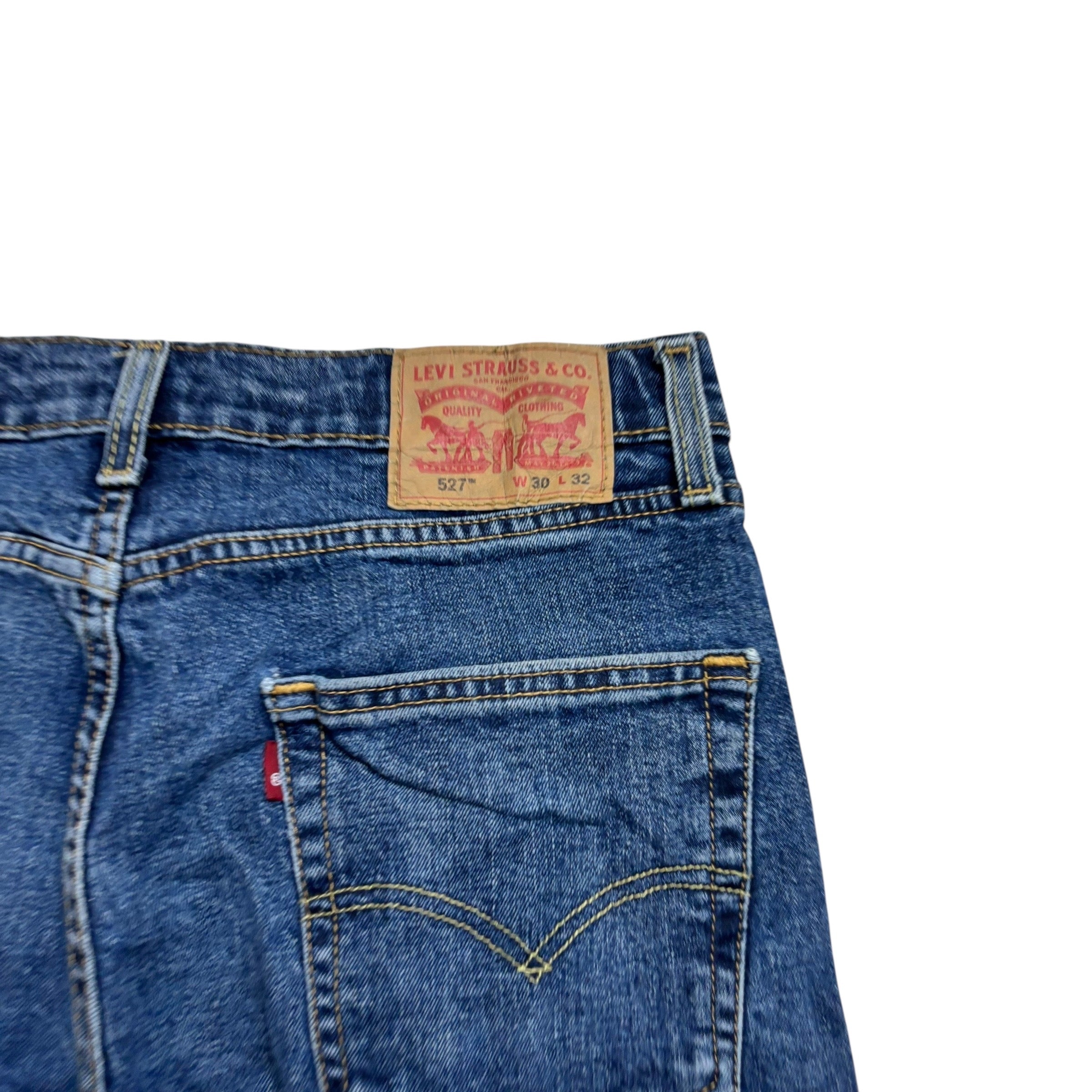 Levis 527 Jeans W30 L32 Mens Mid Blue Slim Bootcut Fit Stretch Denim (E)