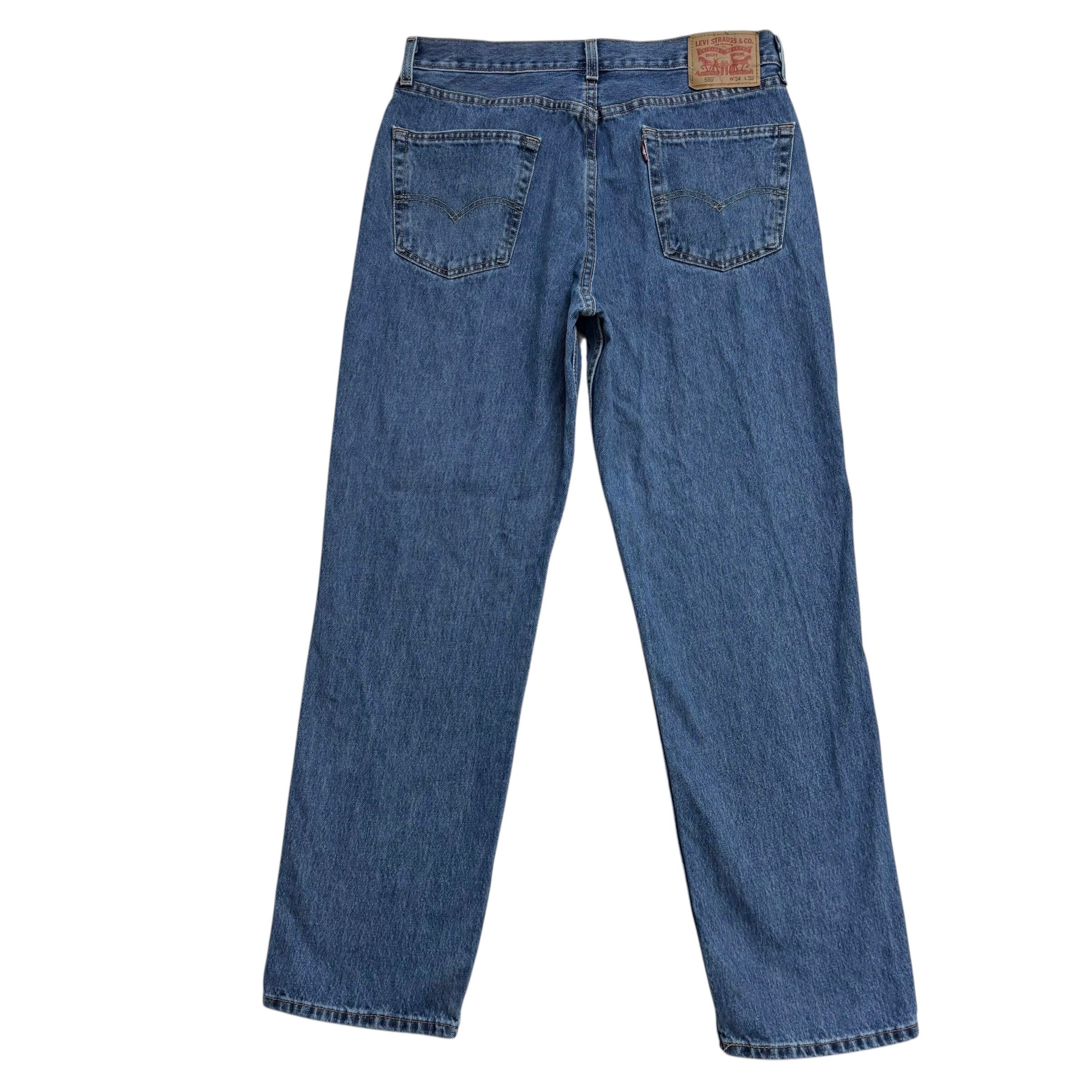 Levis 550 Jeans W34 L32 Mens Mid Blue Baggy Relaxed Straight Fit Denim