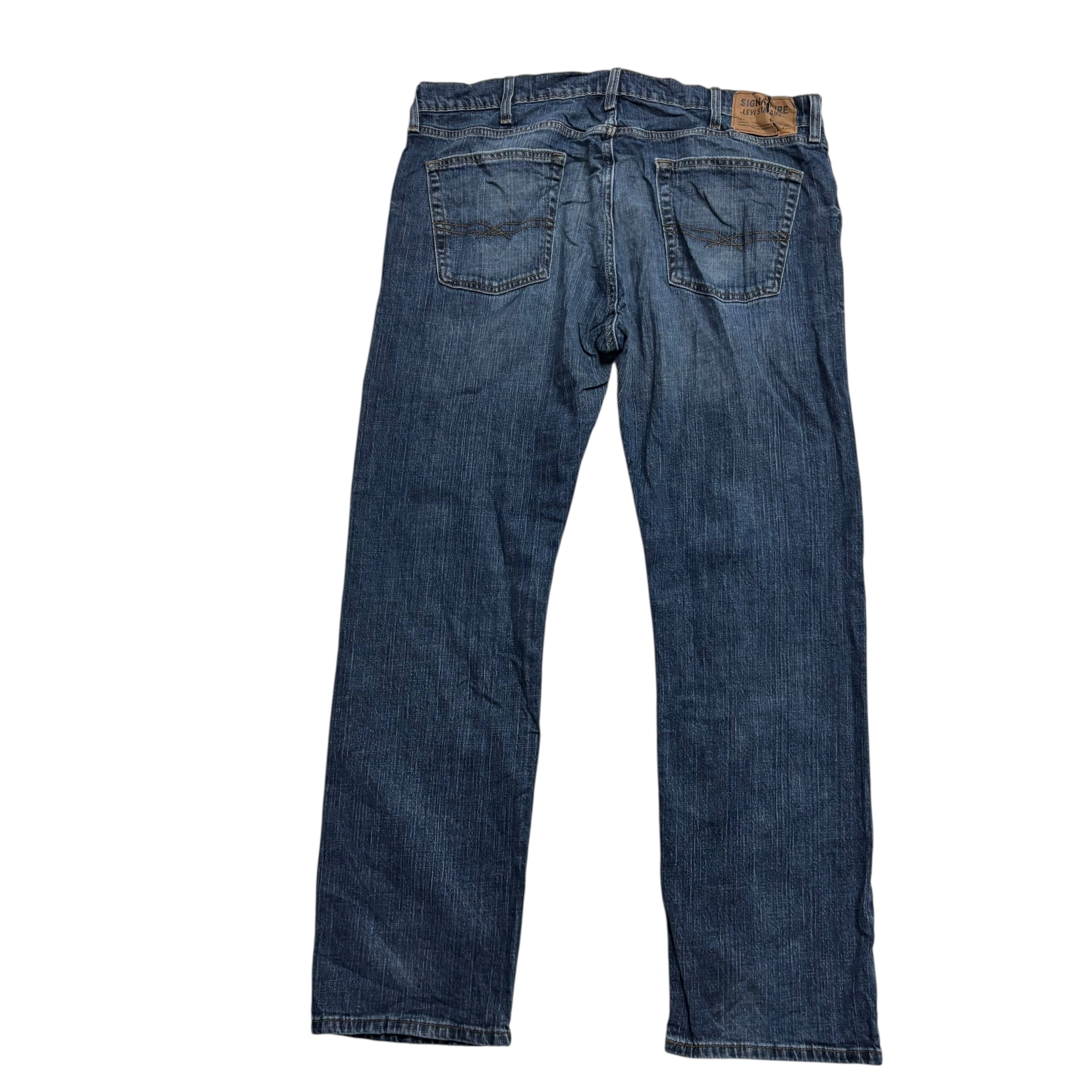 Levis Signature Jeans W38 L32 Mens Mid Blue Regular Straight Fit Stretch