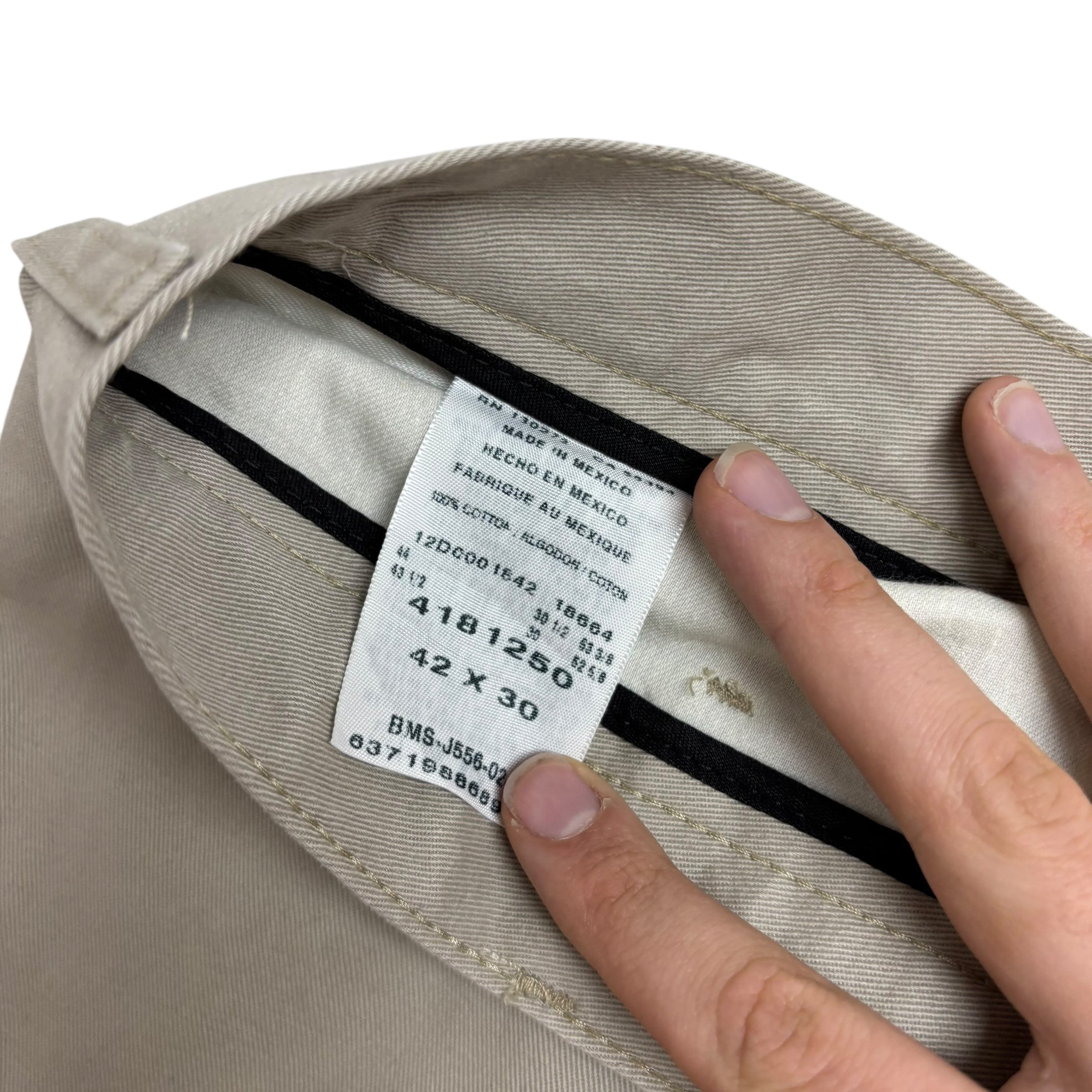 Lee Pleated Trousers W42 L30 Mens Beige Relaxed Straight Fit Vintage Pants