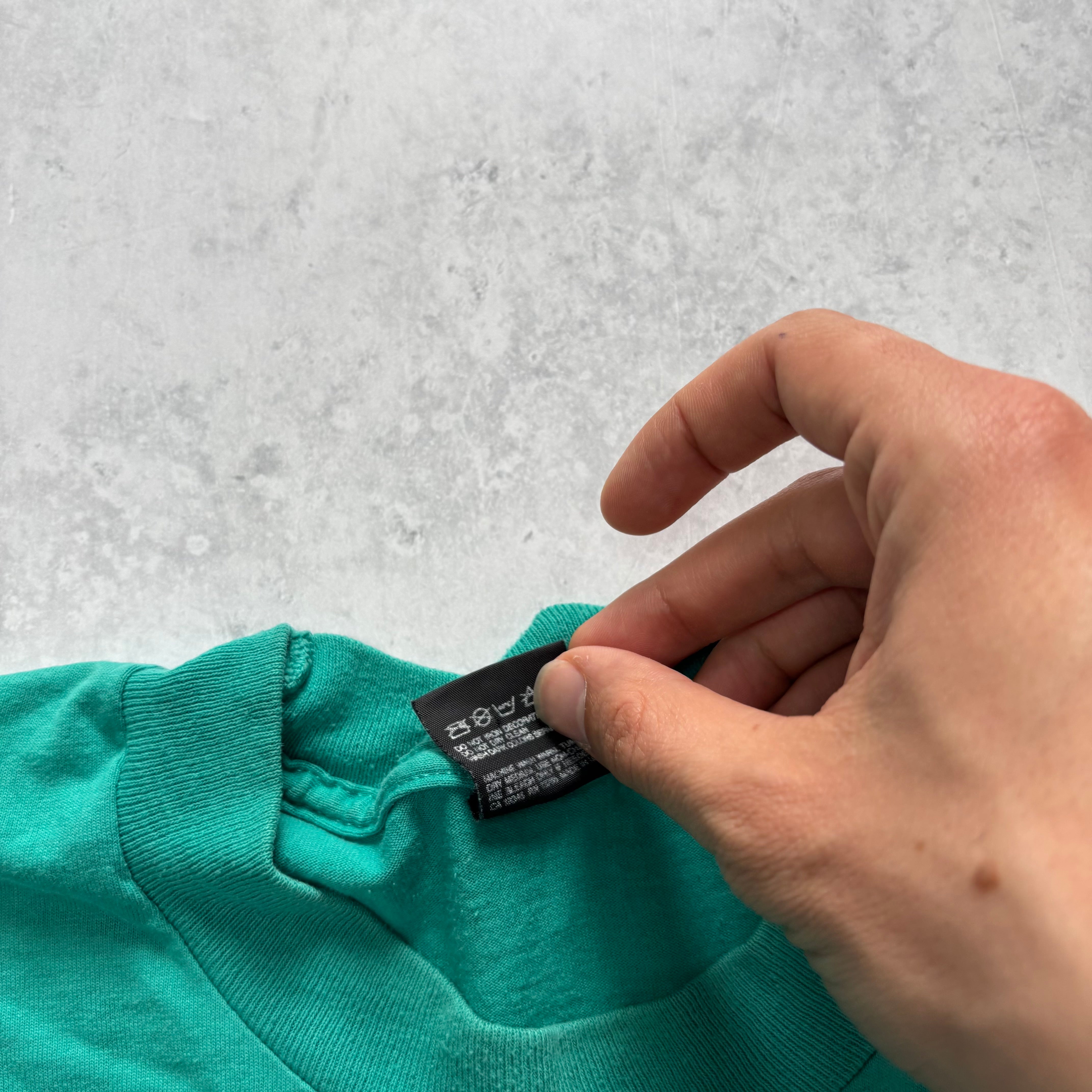 Vintage T Shirt Mens XL Blue Teal Single Stitch Graphic Print 90s USA (E)