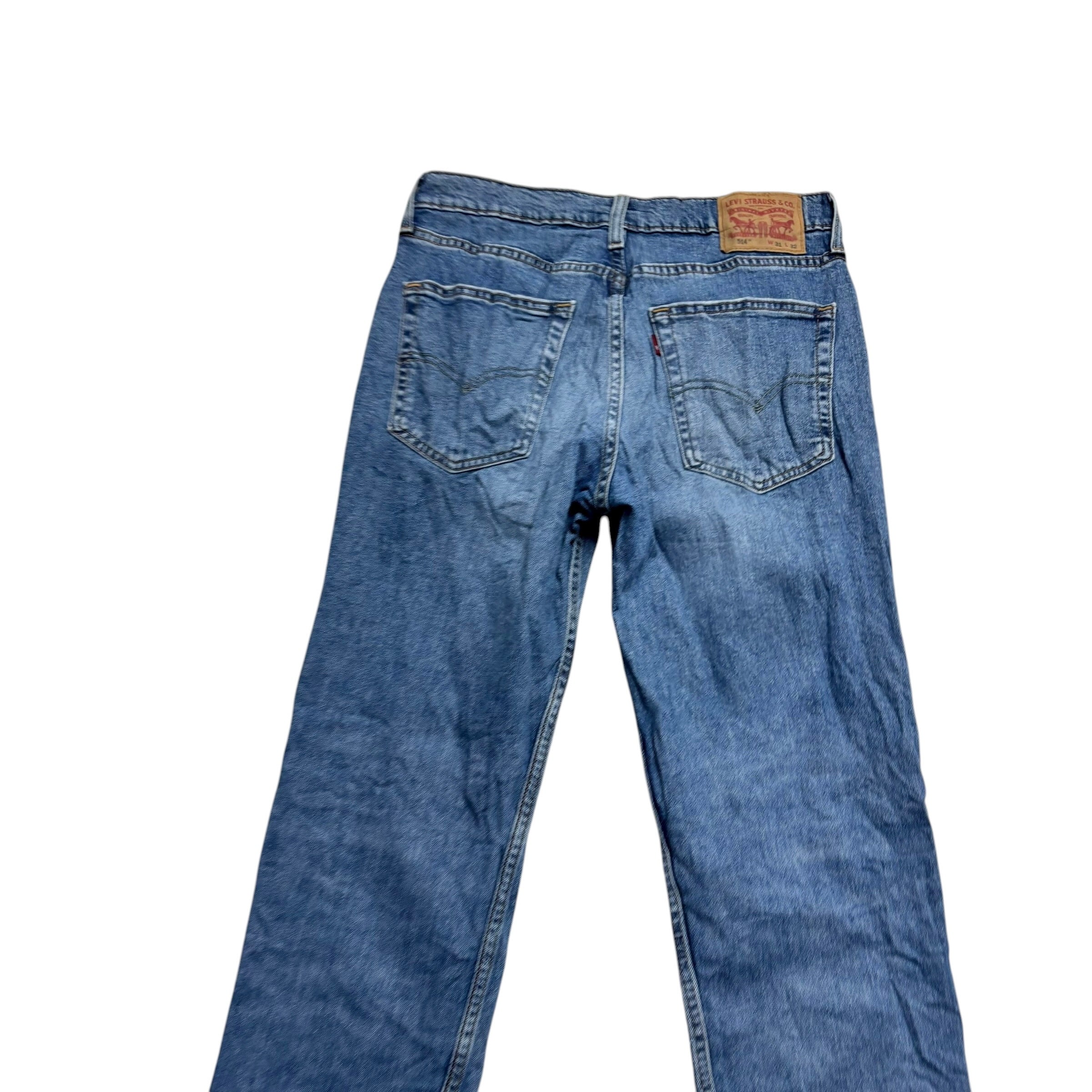 Levis 514 Jeans W31 L32 Mens Mid Blue Regular Straight Fit Stretch Denim (E)