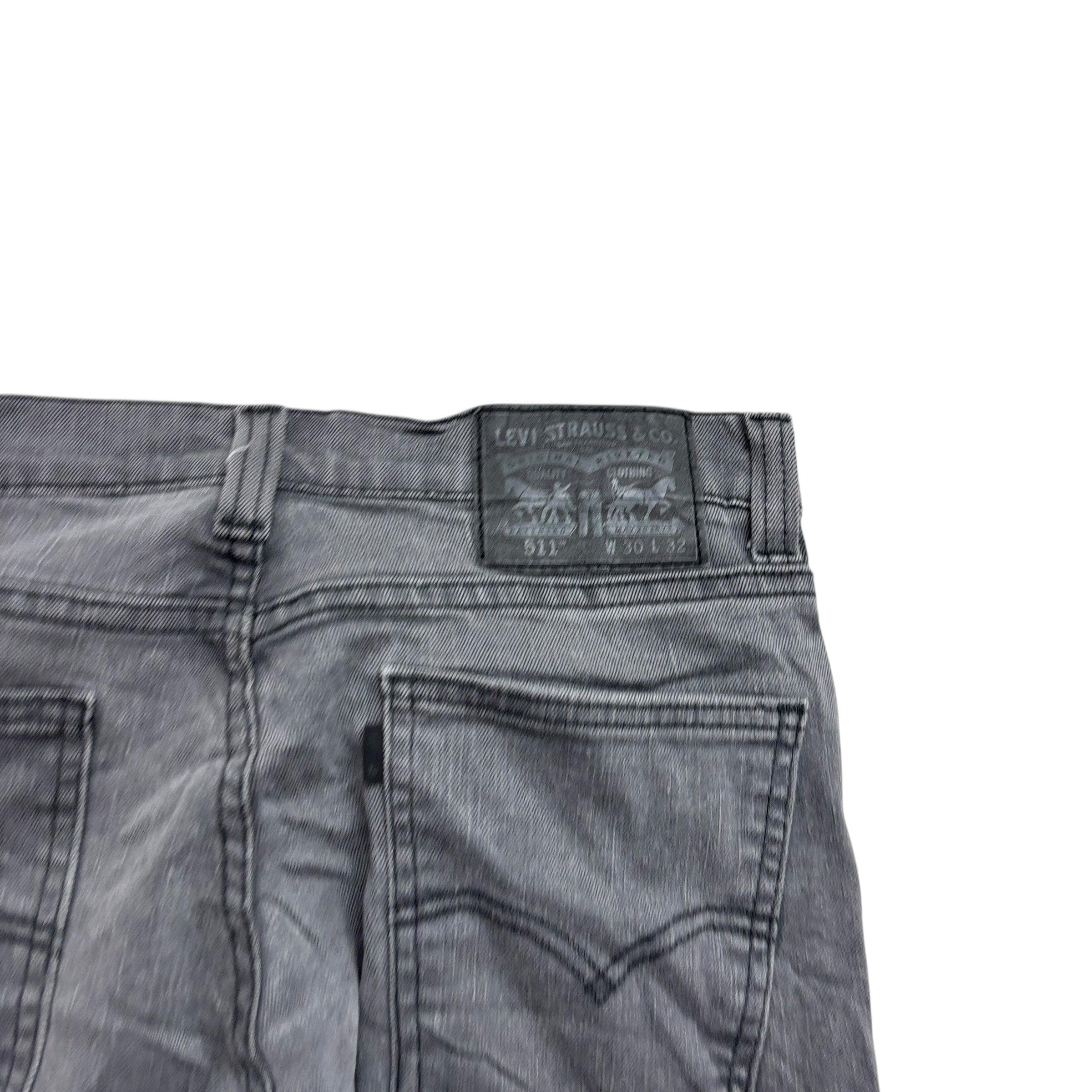 Levis 511 Jeans W30 L31 Mens Grey Slim Fit Stretch Denim (F)