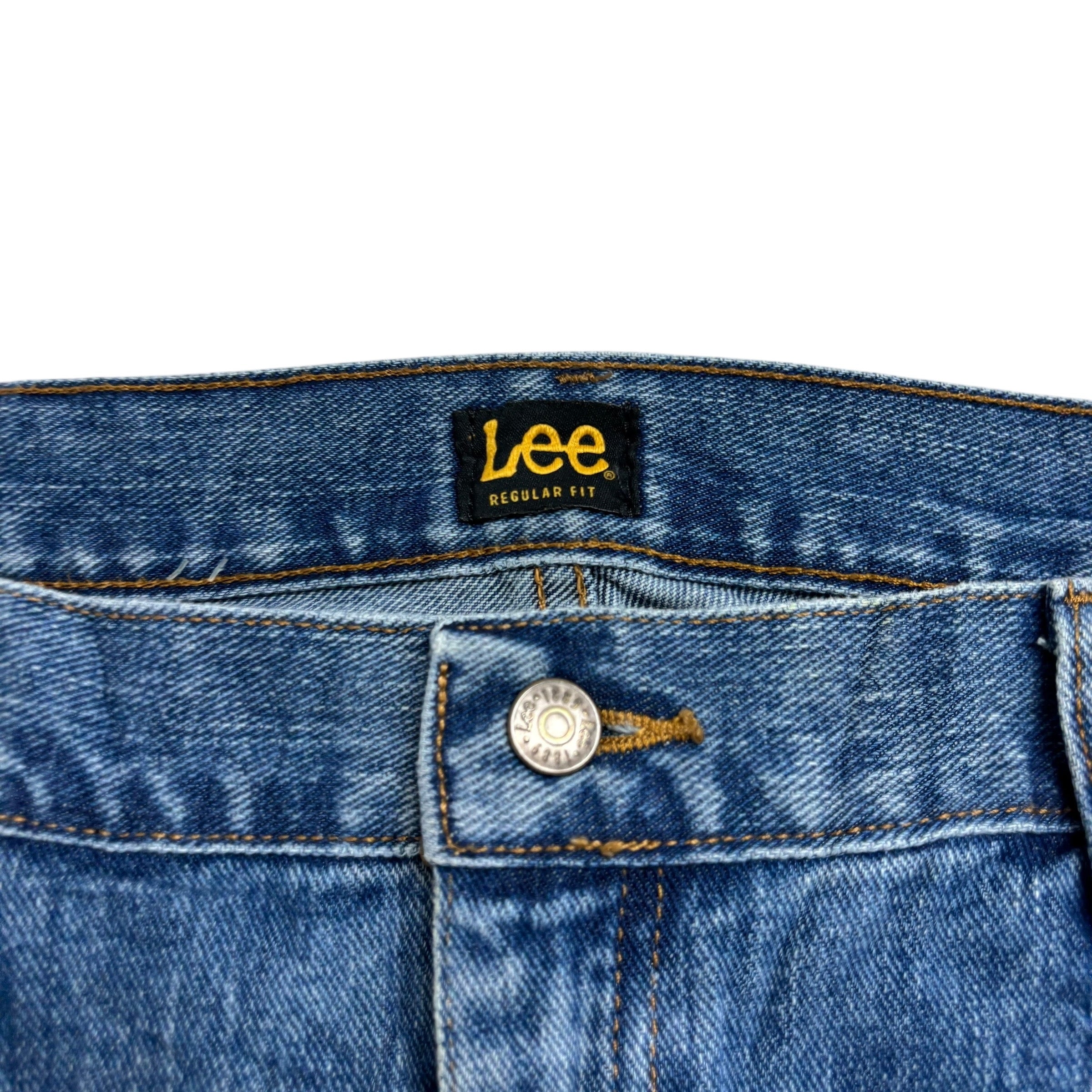 Lee Jeans W42 L30 Mens Mid Blue Regular Straight Fit Denim (E)